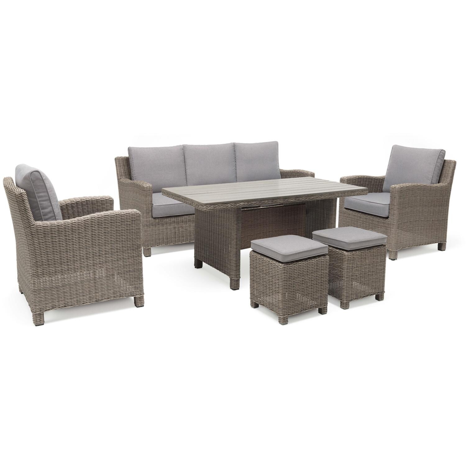 Palma 6 Pc Teak Lounge Seating Set in Cast Ash By KETTLER - Set - White Background thumbnail