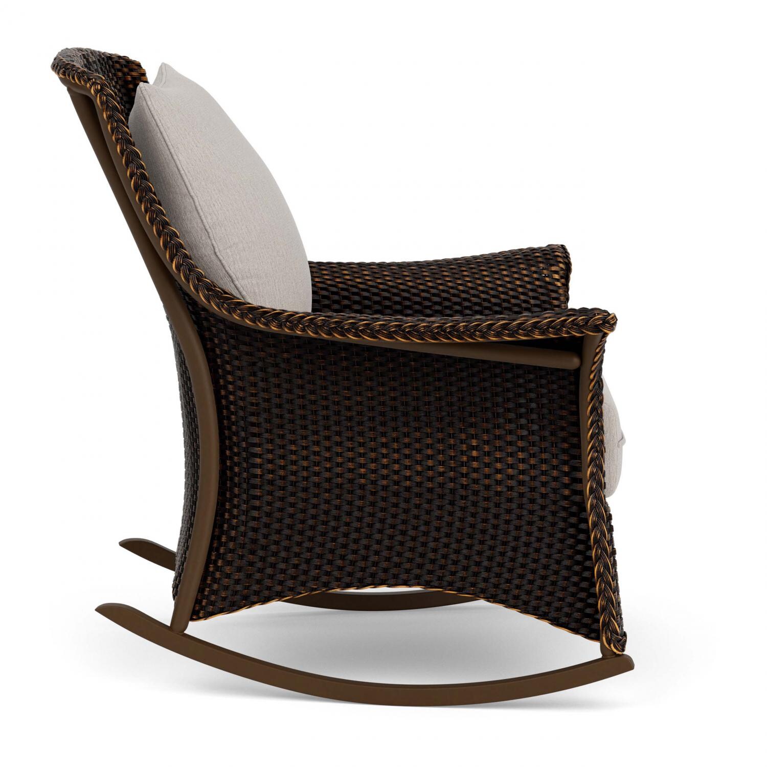 Lloyd Flanders Mandalay Lounge Rocker in Mink Finish with Remy Cloud fabric - Side thumbnail