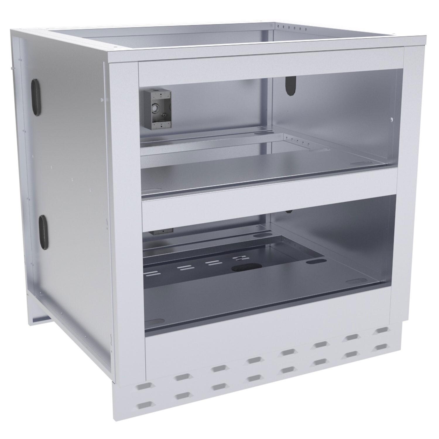 Sunstone Grills SAC34DWC 34-in Double Warming Drawer Cabinet - Drawers Removed - Side View - White Background thumbnail