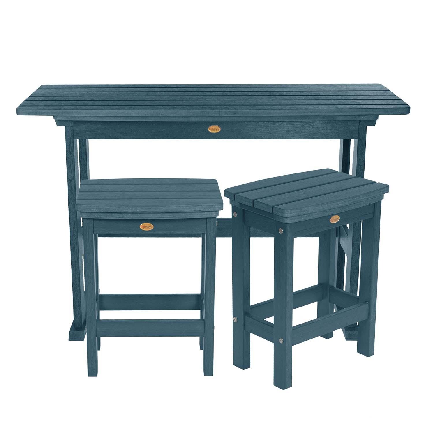 Hart Lane 3 Pc Recycled Plastic Counter Height Dining Set in Nantucket Blue By Lakeview - White Background thumbnail