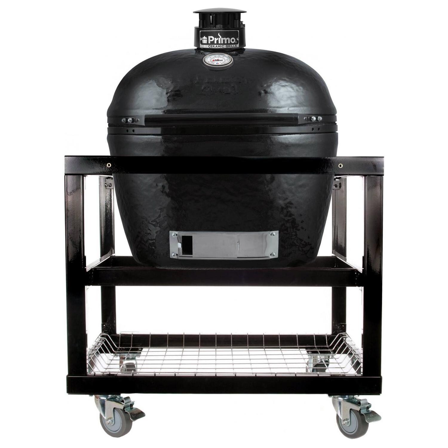 Primo Oval XL 400 Ceramic Kamado Grill On Cart With Stainless Steel Grates - PGCXLH