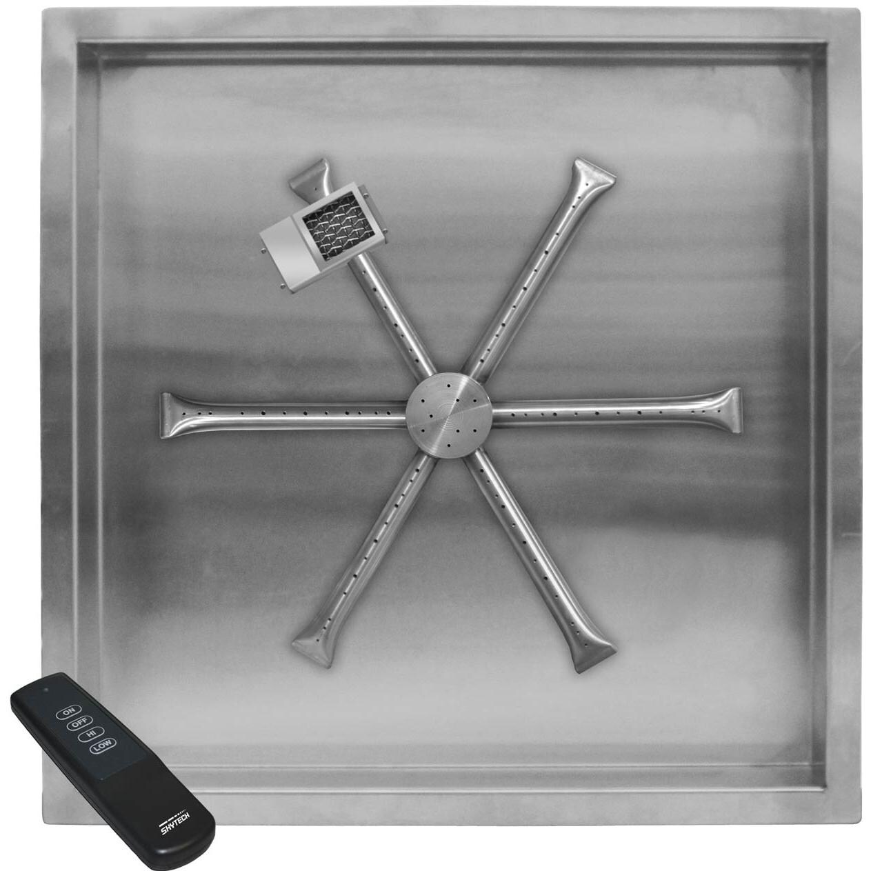 Firegear 38-Inch Square Burning Spur Propane Gas Fire Pit Burner Kit - Electronic Ignition