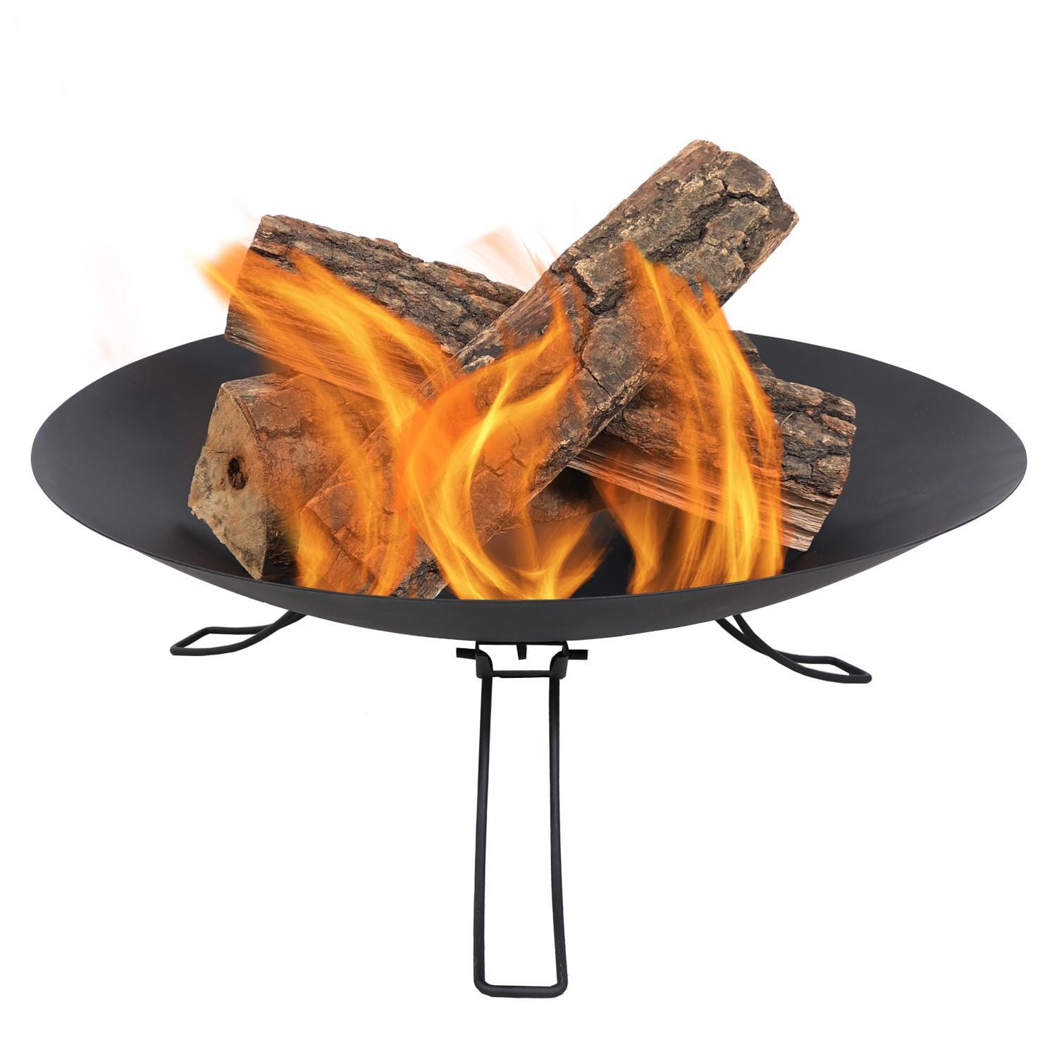 Ultimate Patio 24-Inch Steel Folding Wood Burning Fire Pit - In Use thumbnail