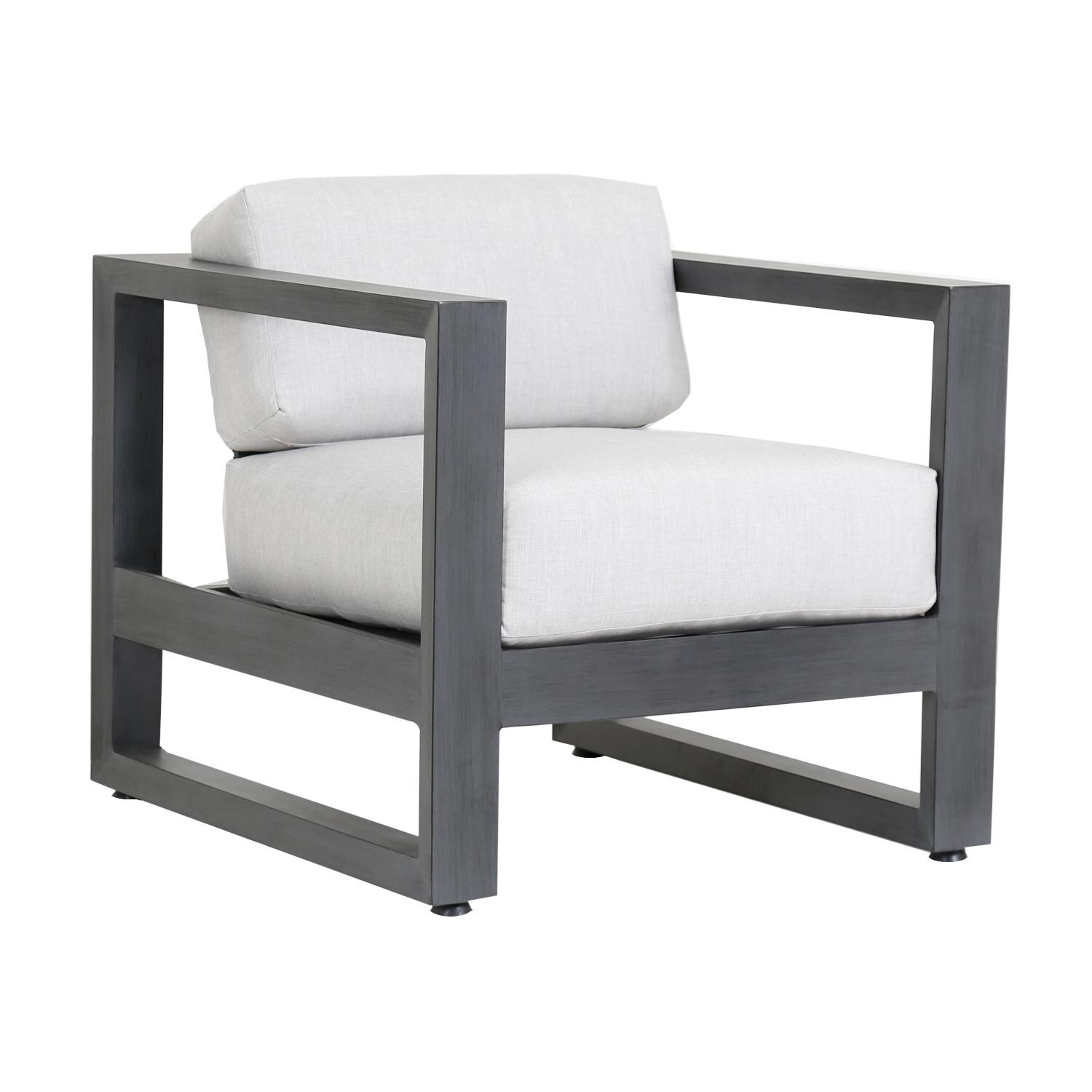 Sunset West - Redondo 5 Piece Aluminum Patio Conversation Set W/ Coffee Table, End Table, & Sunbrella Cast Silver Cushions - Redondo Patio Club Chair thumbnail