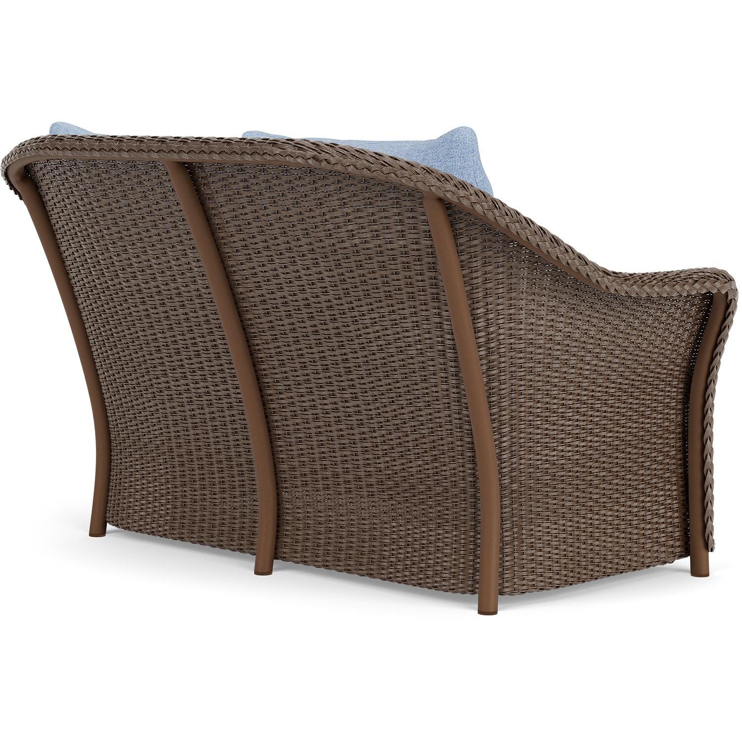 Lloyd Flanders Weekend Retreat Loveseat in Bark Finish W/ Demo Skyway Fabric - Back Right thumbnail