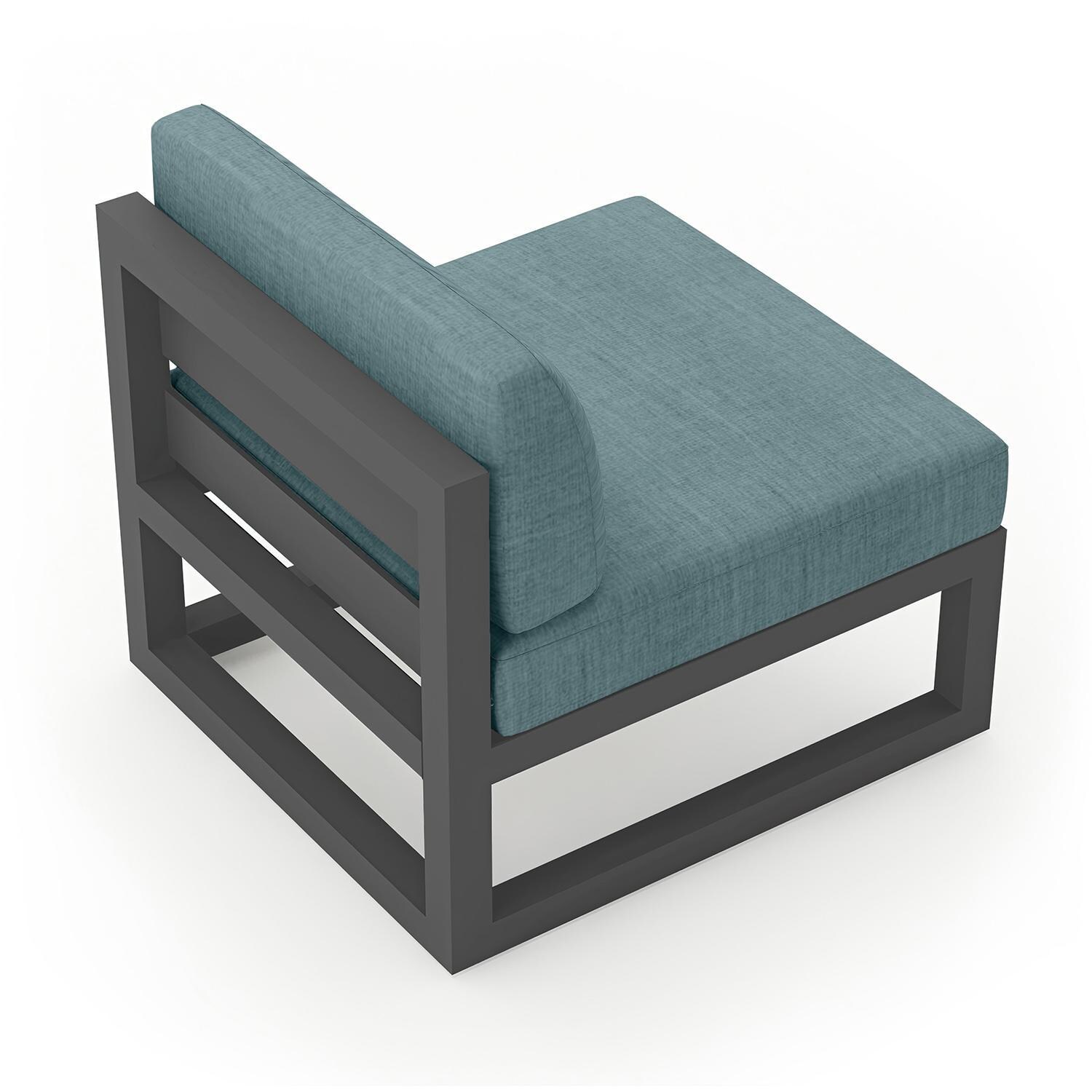 Misty Cove Middle Club Chair in Slate w/Cast Lagoon Cushions by Lakeview - Back Angle View - White Background thumbnail