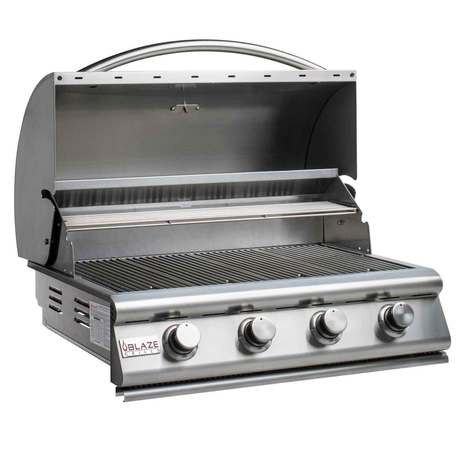 Blaze BLZ-4LBM-LP Prelude LBM 32-Inch 4-Burner Built-In Propane Grill - Hood Open thumbnail