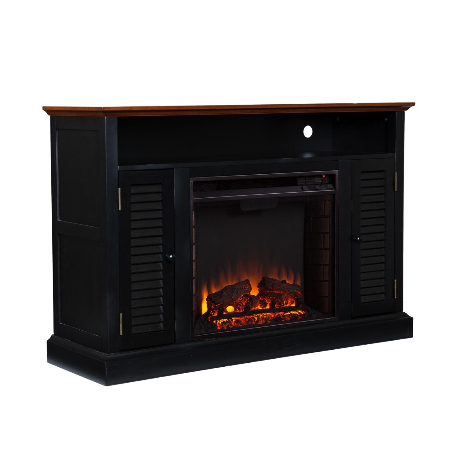 Southern Enterprises Antebellum 48-Inch Electric Fireplace Media Console - Black/Walnut - Hero thumbnail