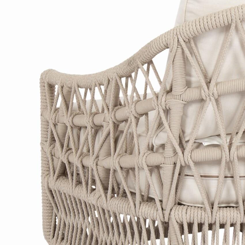 Dana 3 Person Woven Rope Sofa w/ Self Welt in Natural/Canvas Skyline by Sunset West - Rear Arm - Detail thumbnail