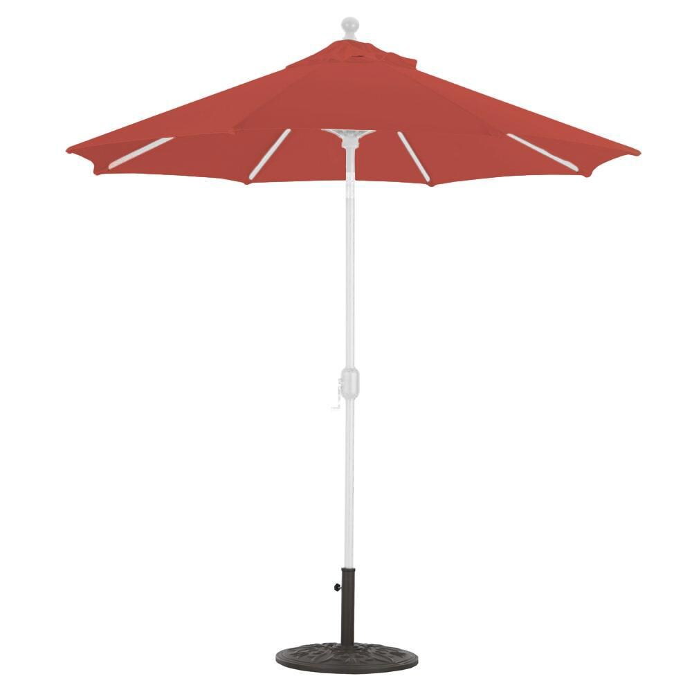 Galtech 7.5 Ft. Octagonal Aluminum Patio Market Umbrella W/ Crank Lift And Deluxe Auto Tilt - White Frame W/ Sunbrella Canvas Henna Canopy