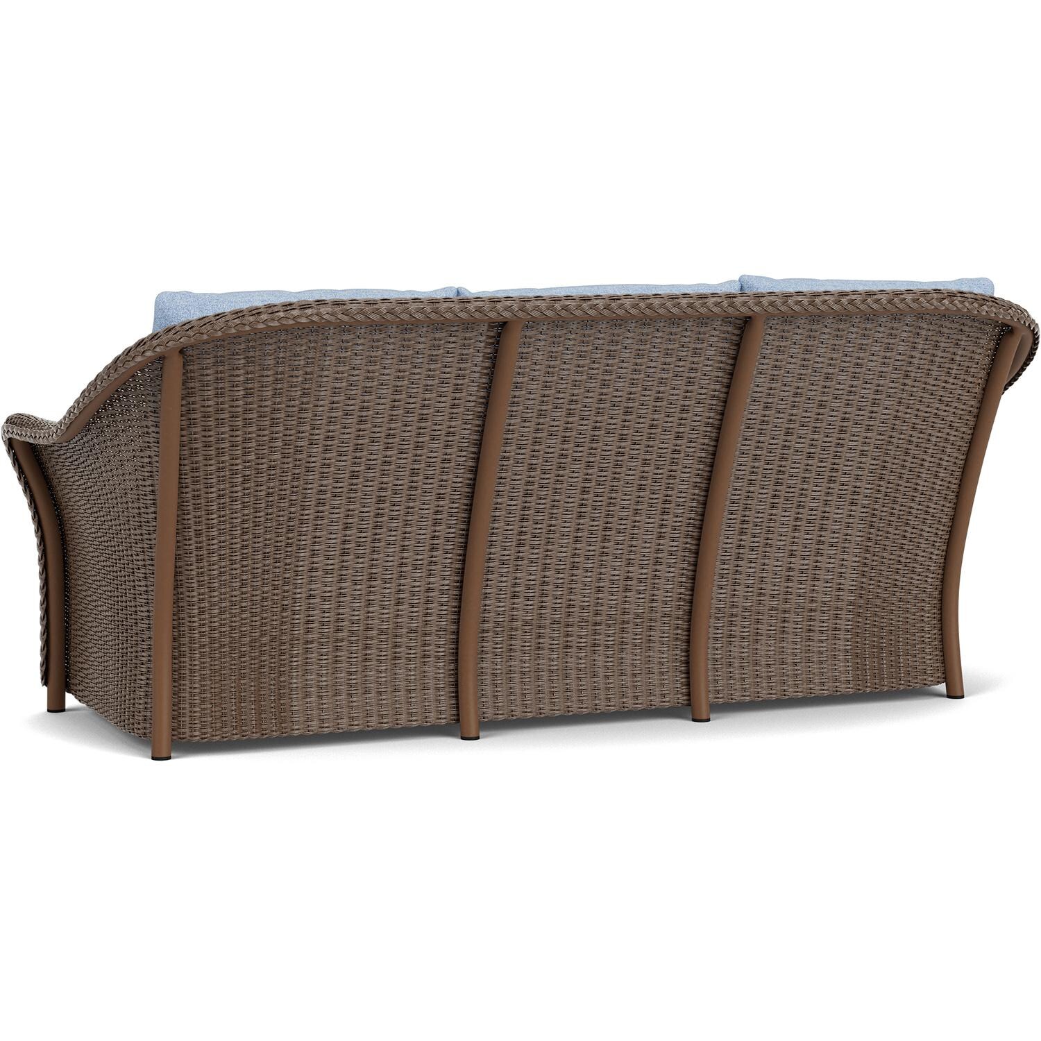 Lloyd Flanders Weekend Retreat Sofa in Bark Finish W/ Demo Skyway Fabric - Back Left thumbnail