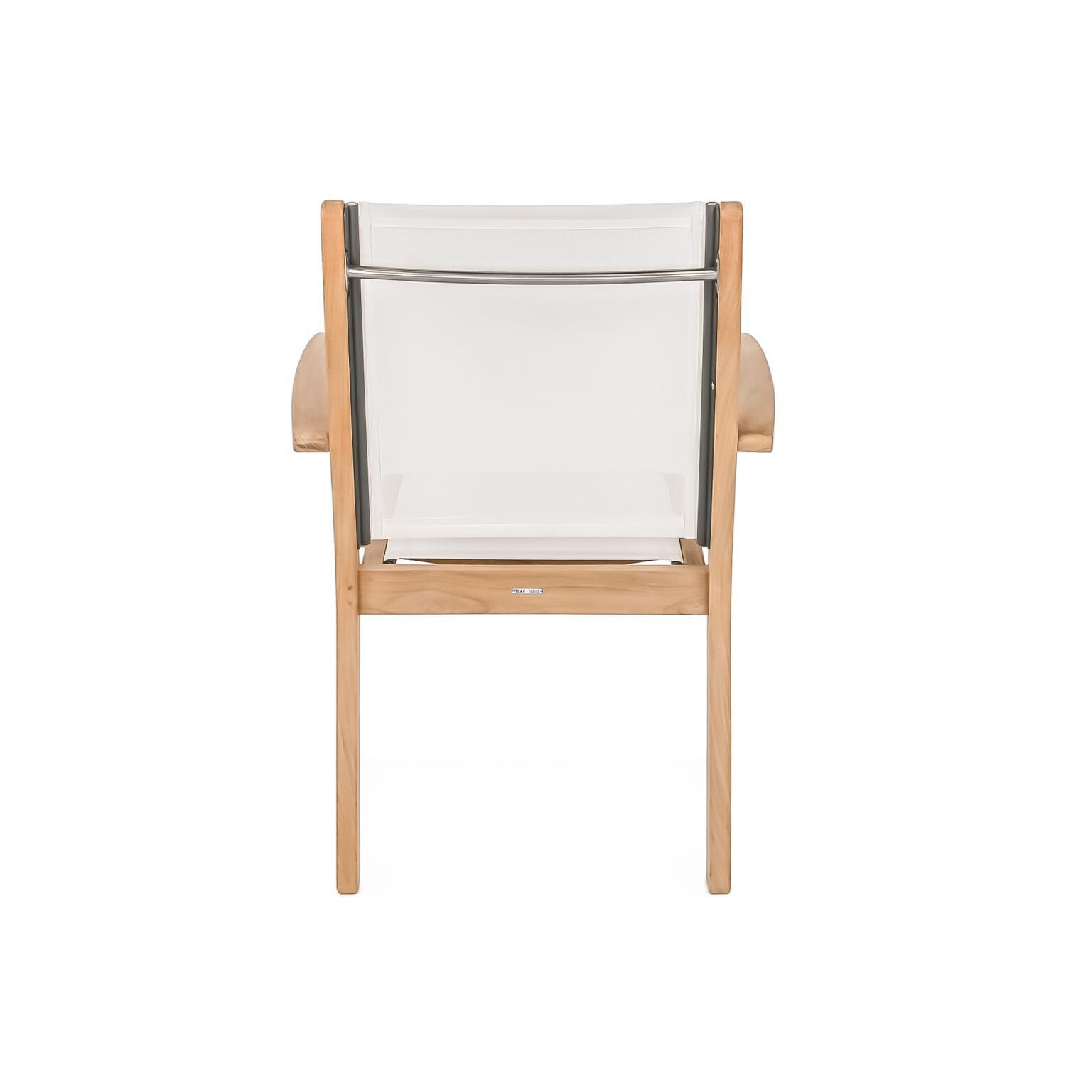 Teak + Table Cayman Sling Stacking Chair in White - Back - White Background thumbnail
