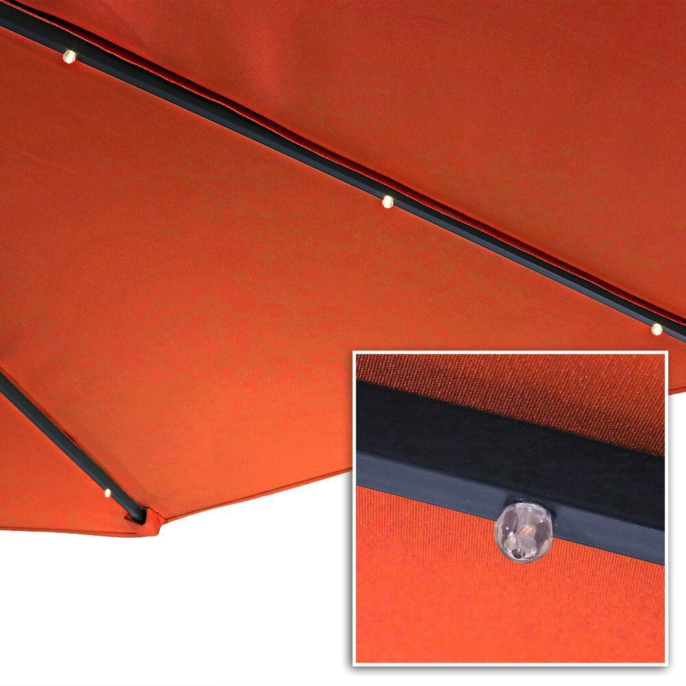 Ultimate Patio 10 Ft. Solar Lighted Octagonal Patio Cantilever Umbrella W/ Crank - Burnt Orange - LED Lights Along Ribs thumbnail