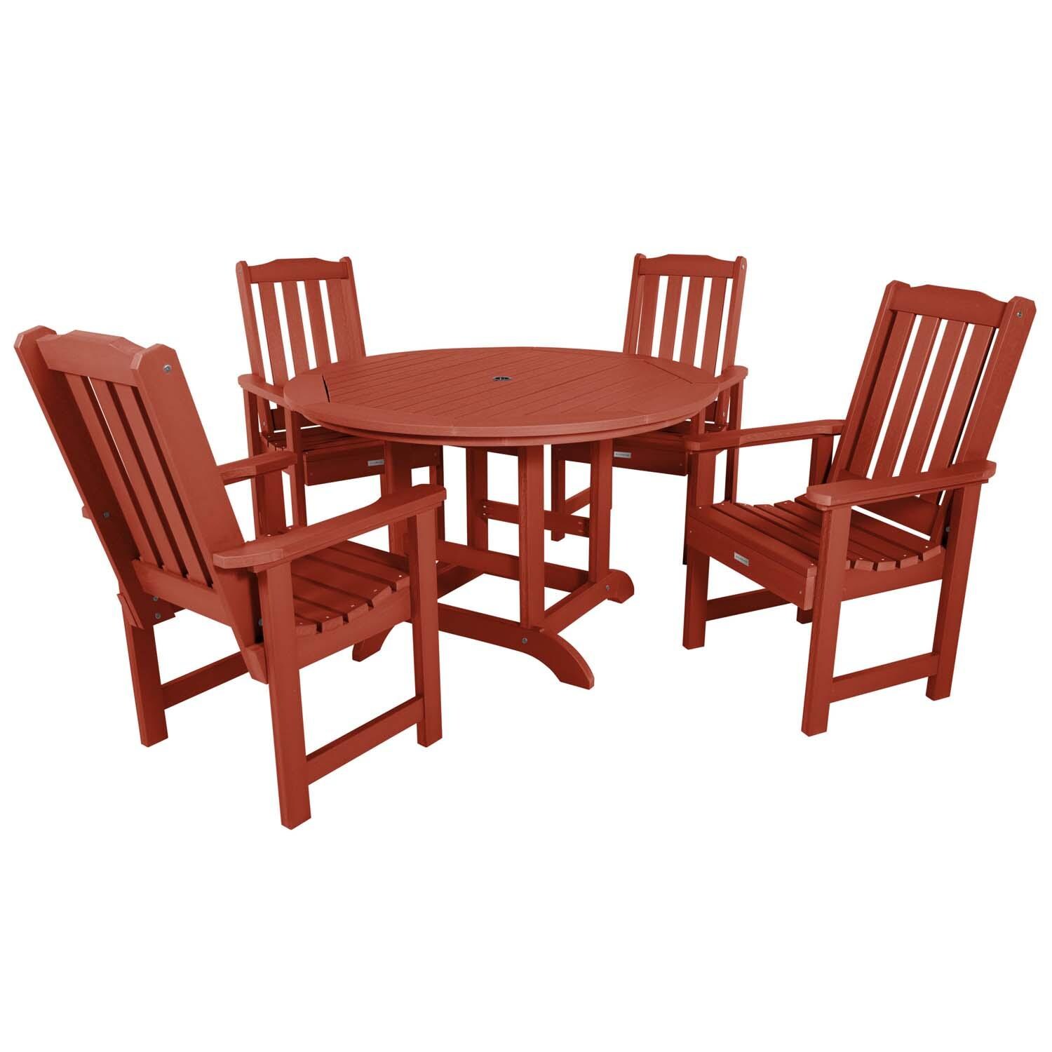 Hart Lane 5 Pc Set Recycled Plastic Dining Set In Rustic Red By Lakeview - White Background thumbnail