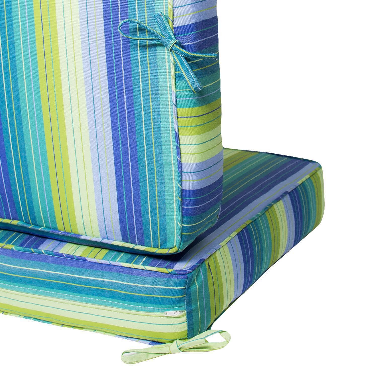 Small Replacement Loveseat Cushion Set With Piping - Zipper and Tie Detail thumbnail