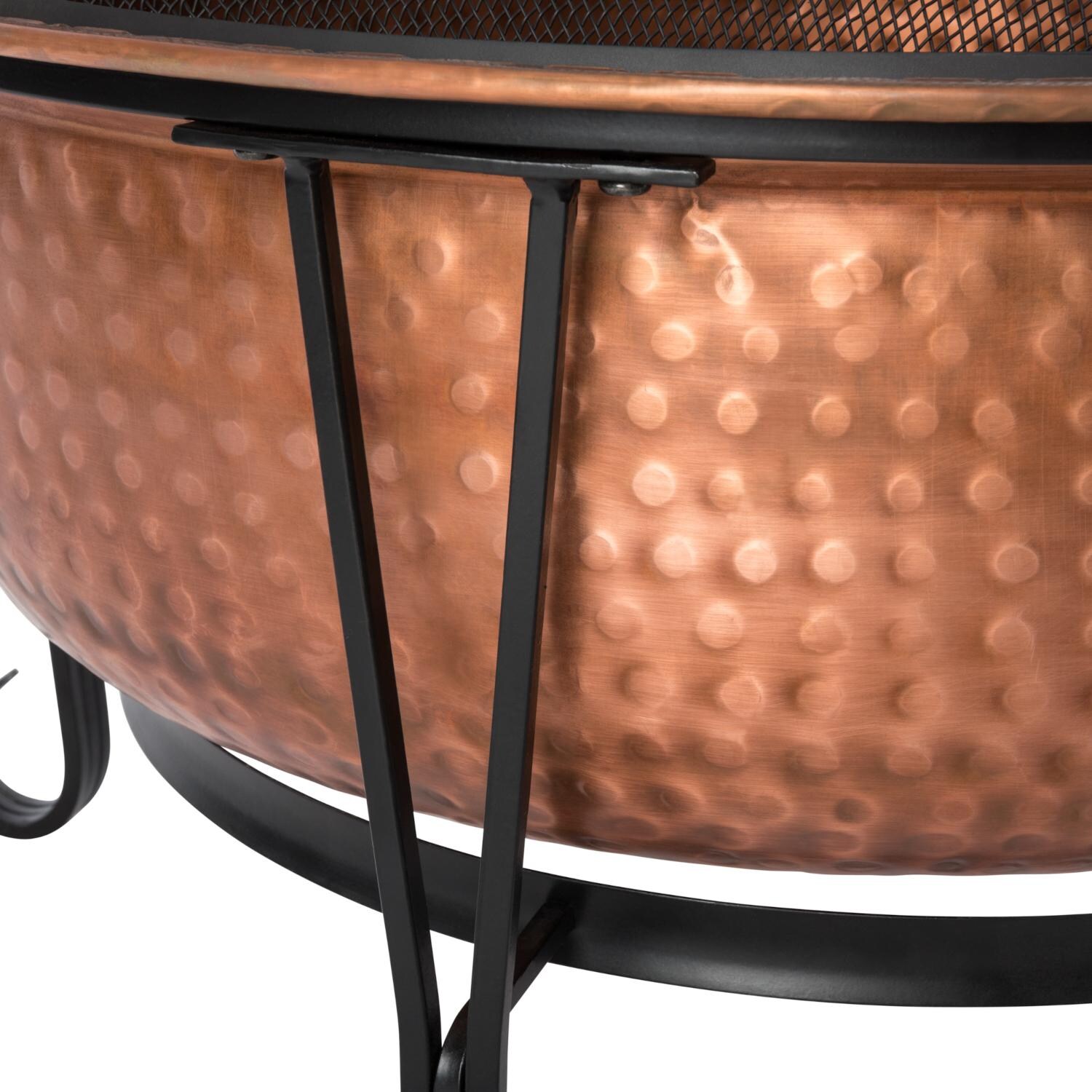 Ultimate Patio SC62665 Grandwood 26-Inch Hammered Copper Wood Burning Fire Pit - Base Detail thumbnail