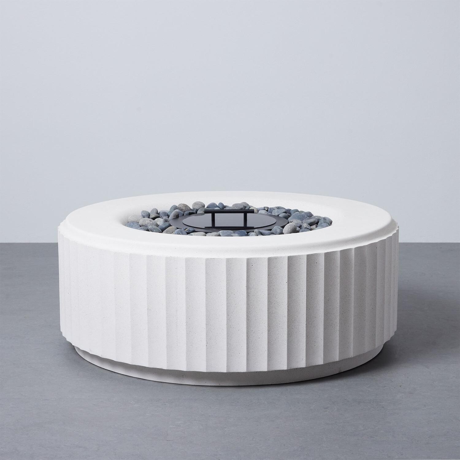 TerraFlame Amani Fluted Fire Pit - White - Lid Cover thumbnail