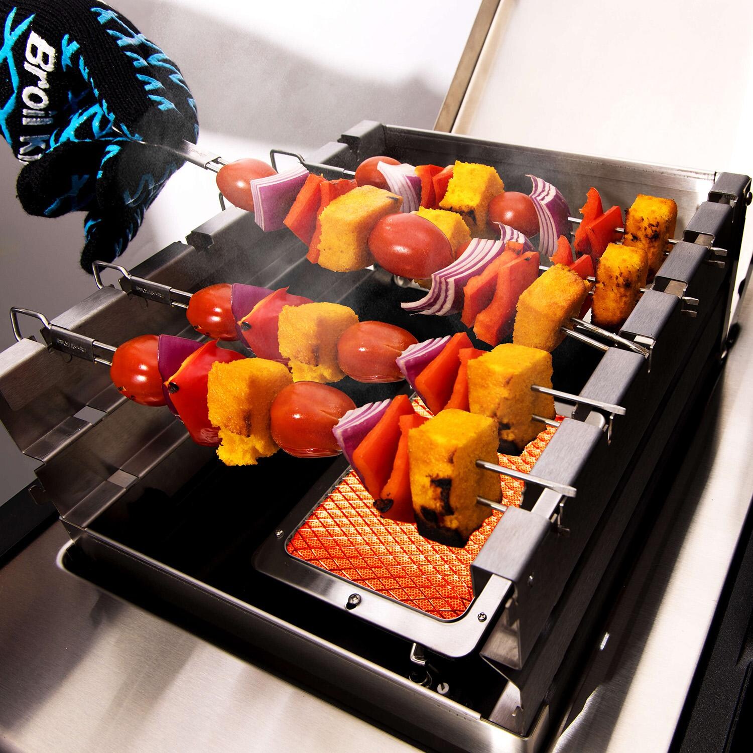 Broil King Infrared Side Burner Wind Shield - 18671 - With Skewers - Lifestyle thumbnail