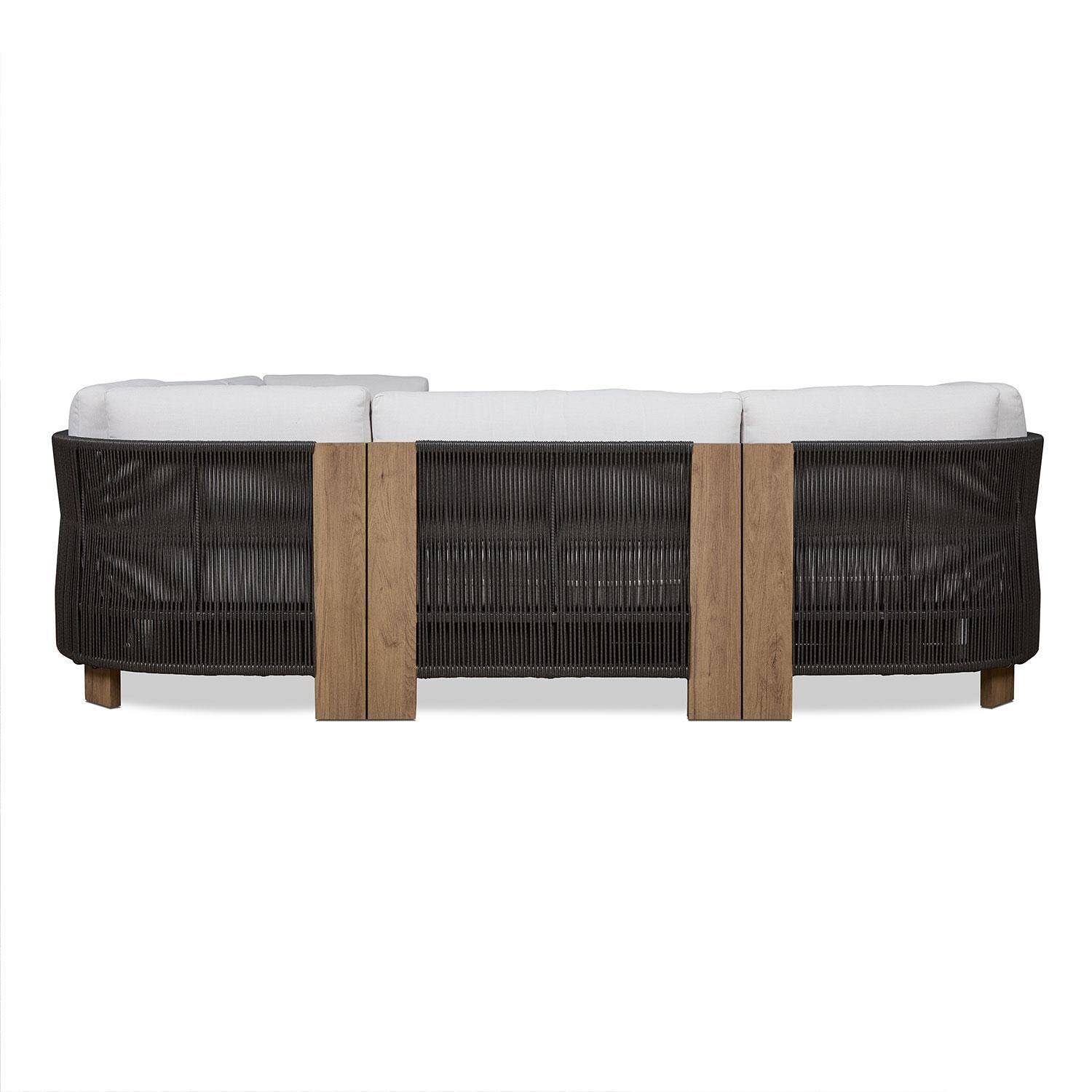 Heritage Outdoor 5 Pc Modular Sectional Sofa in Beechwood W/ Sunbrella Cushions by Lakeview Outdoor Designs - Rear View - White Background thumbnail