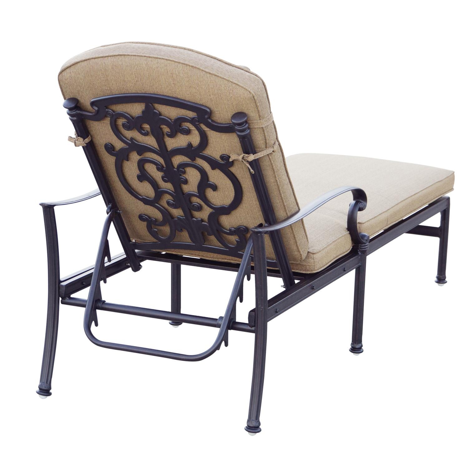 Darlee 201010-3PC-3360RQ Santa Barbara 3 Piece Cast Aluminum Patio Chaise Lounge Set W/ Ice Bucket Insert & Sesame Cushions - Chaise Lounge Back thumbnail