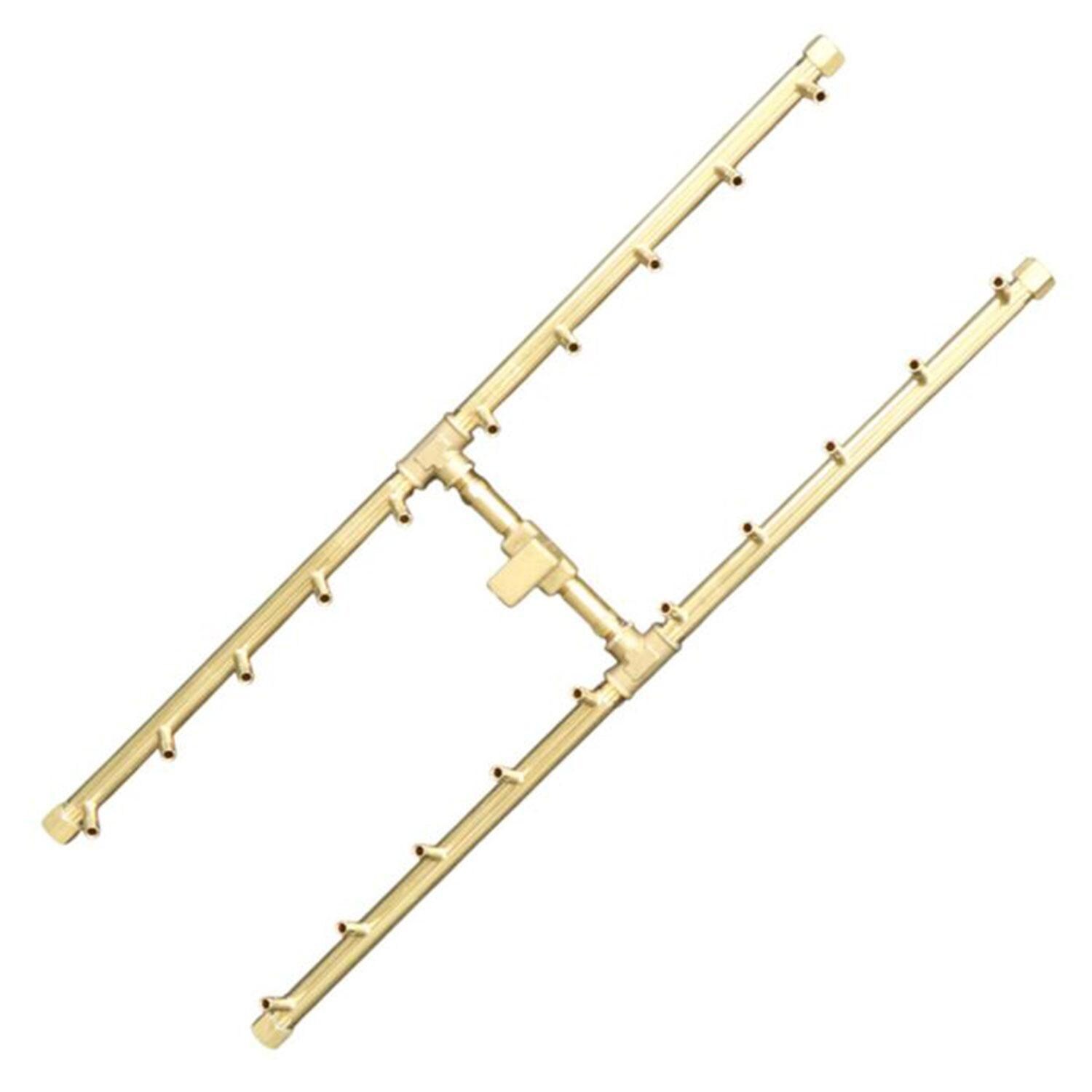 Warming Trends 30 X 8 3/4 H-Style Brass Natural Gas/Propane Burner & Flex Line Kit - White Background thumbnail