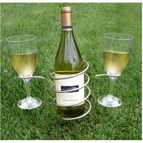 Vinotemp EP-RACK003 Epicureanist Wine Bottle & Glass Holding Stakes Ground View