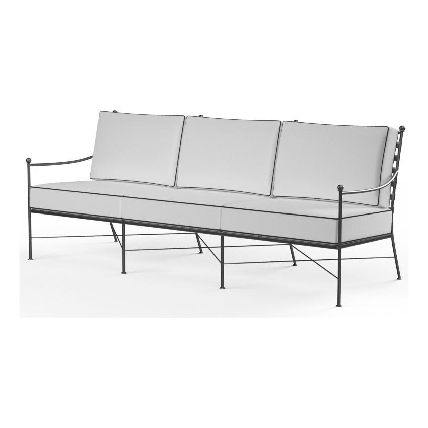 Provence Wrought Iron Sofa in Pewter/Canvas Natural by Sunset West