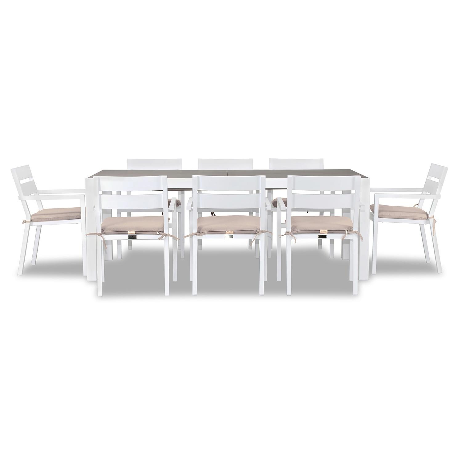 Calm Bay 9 Pc Extendable Dining Set in White/Barnwood/Canvas Flax by Lakeview - White Background 3 thumbnail