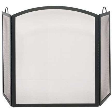 UniFlame 56-Inch 3 Fold Black Wrought Iron Fireplace Screen With Handles - S-1507