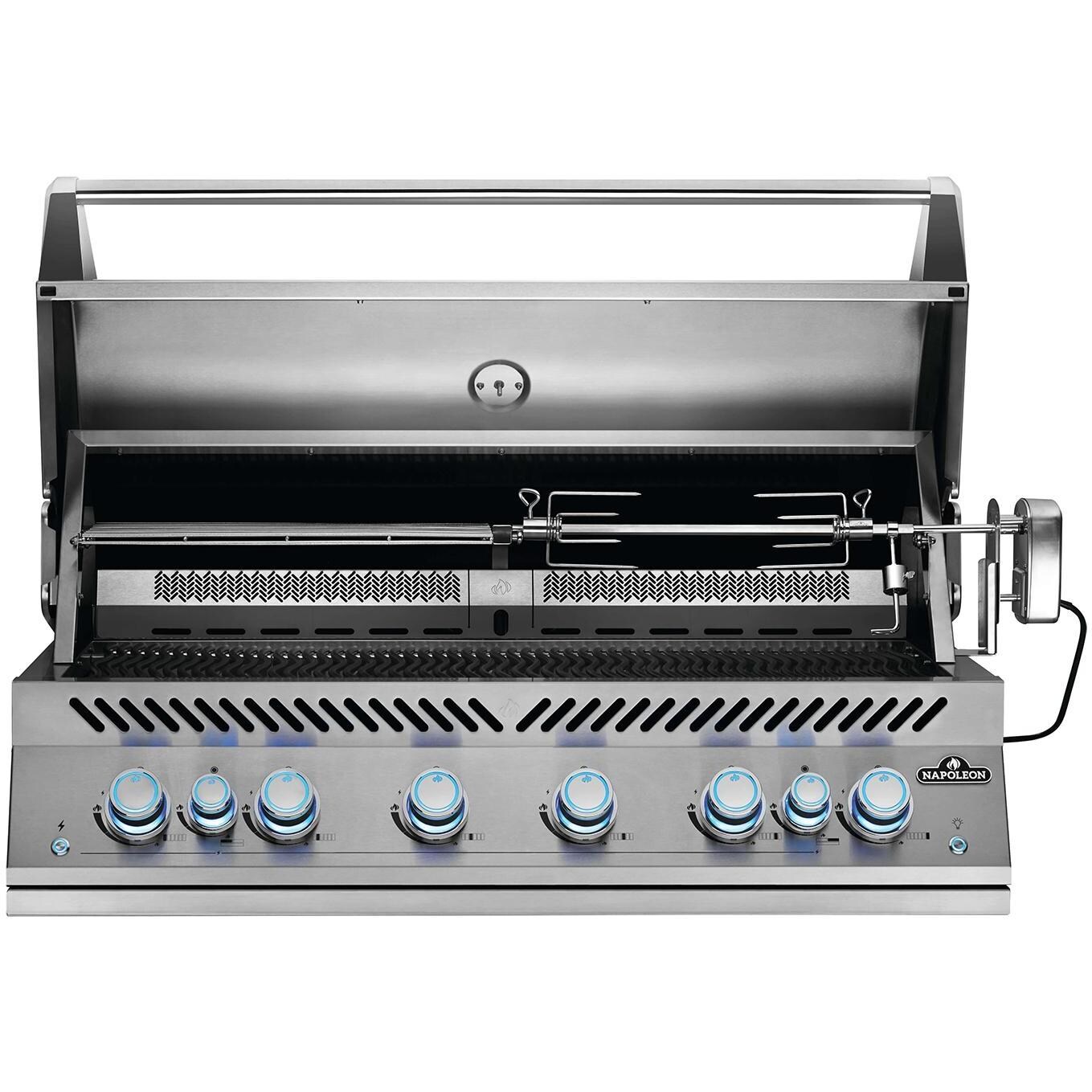 Napoleon BIG44RBNSS Built-In 700 Series 44-Inch Natural Gas Grill with Infrared Rear Burner & Rotisserie Kit - Rotisserie on Right Side & Warming Rack on the Left thumbnail