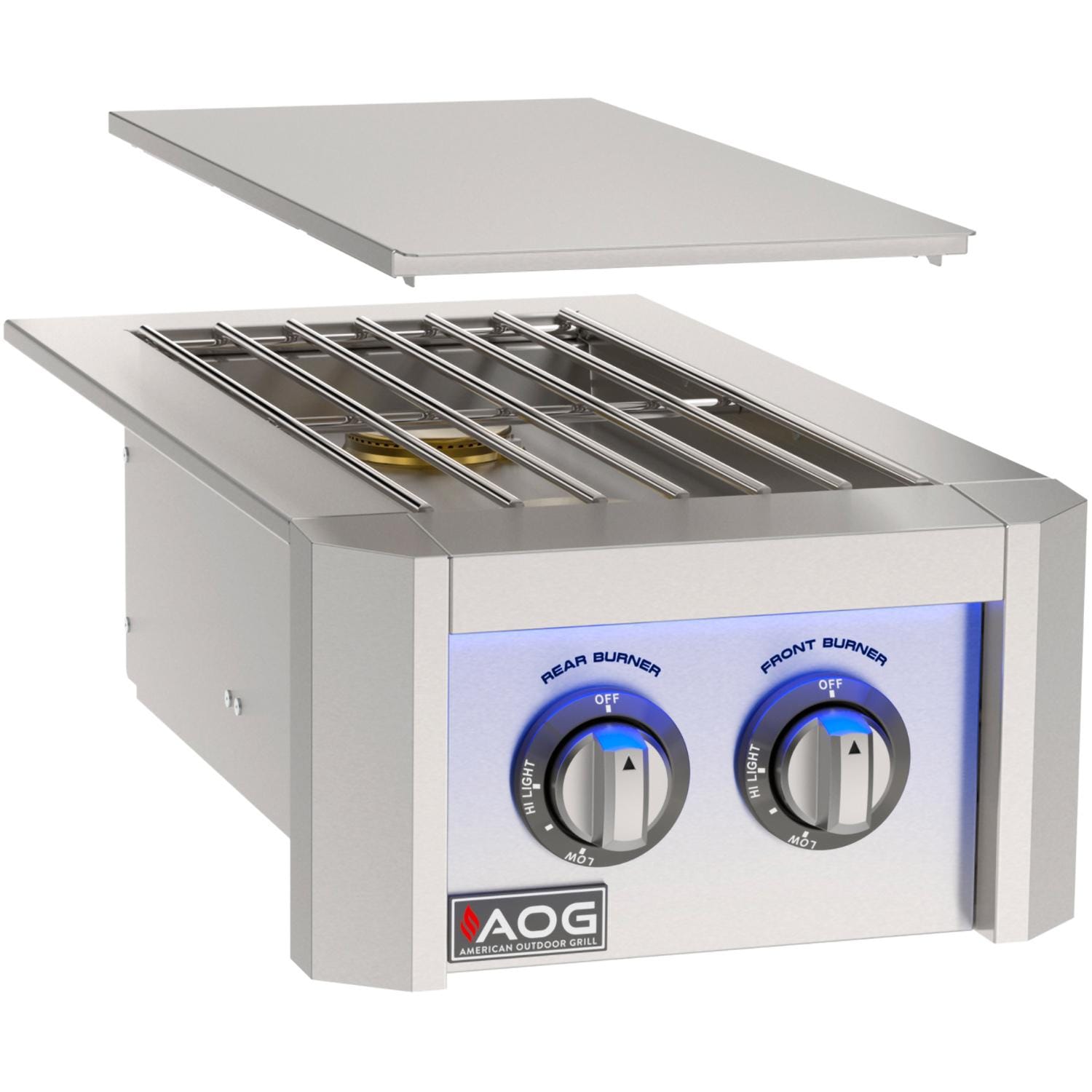 American Outdoor Grill AOG2SBLP Propane Double Side Burner with Lights for L-Series Built-In Grill - Side Burner w/ Lights - White Background thumbnail