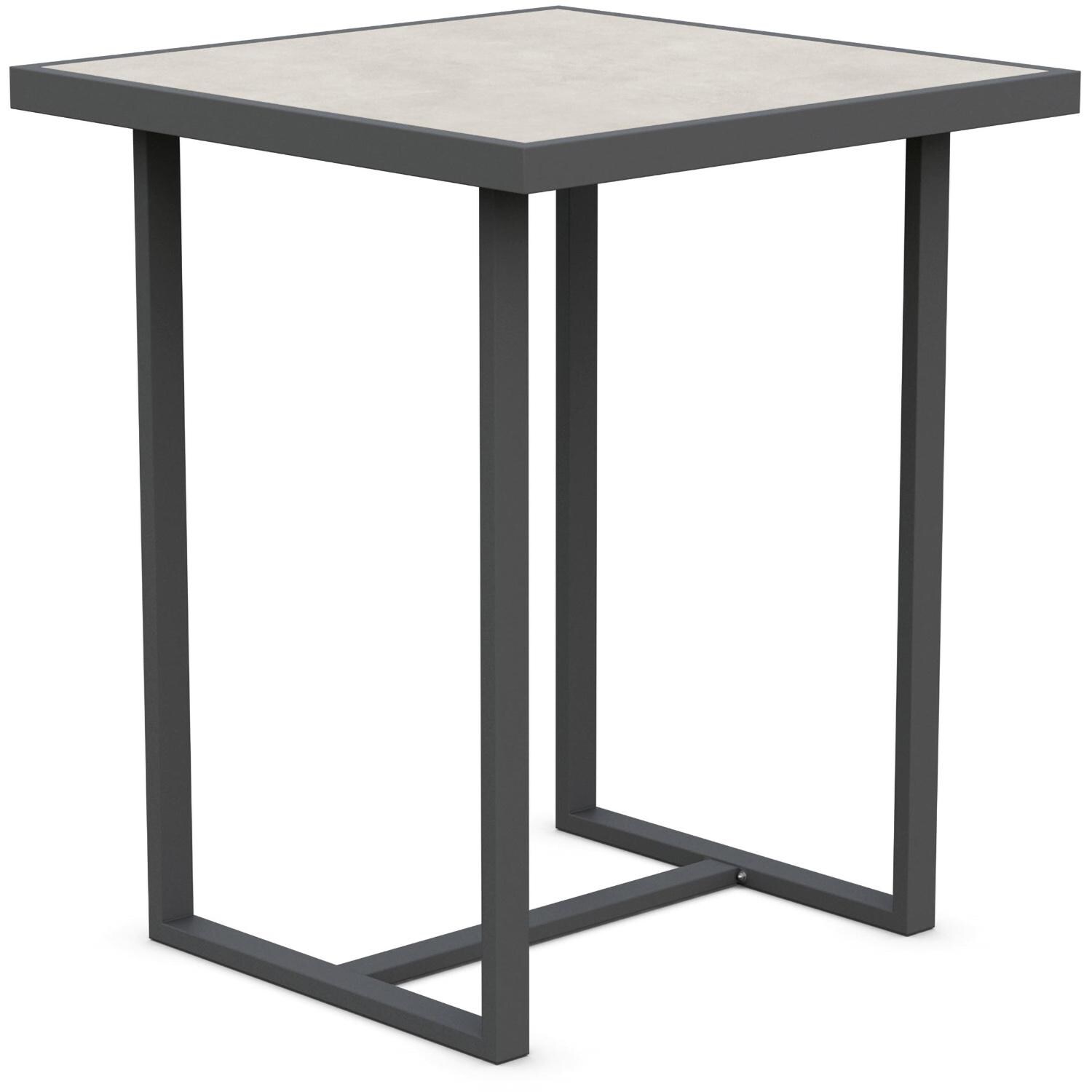 Azzurro Living Pavia 35 Inch Charcoal Aluminum Bar Table W/ Albarium Dekton Top - Angled - White Background thumbnail