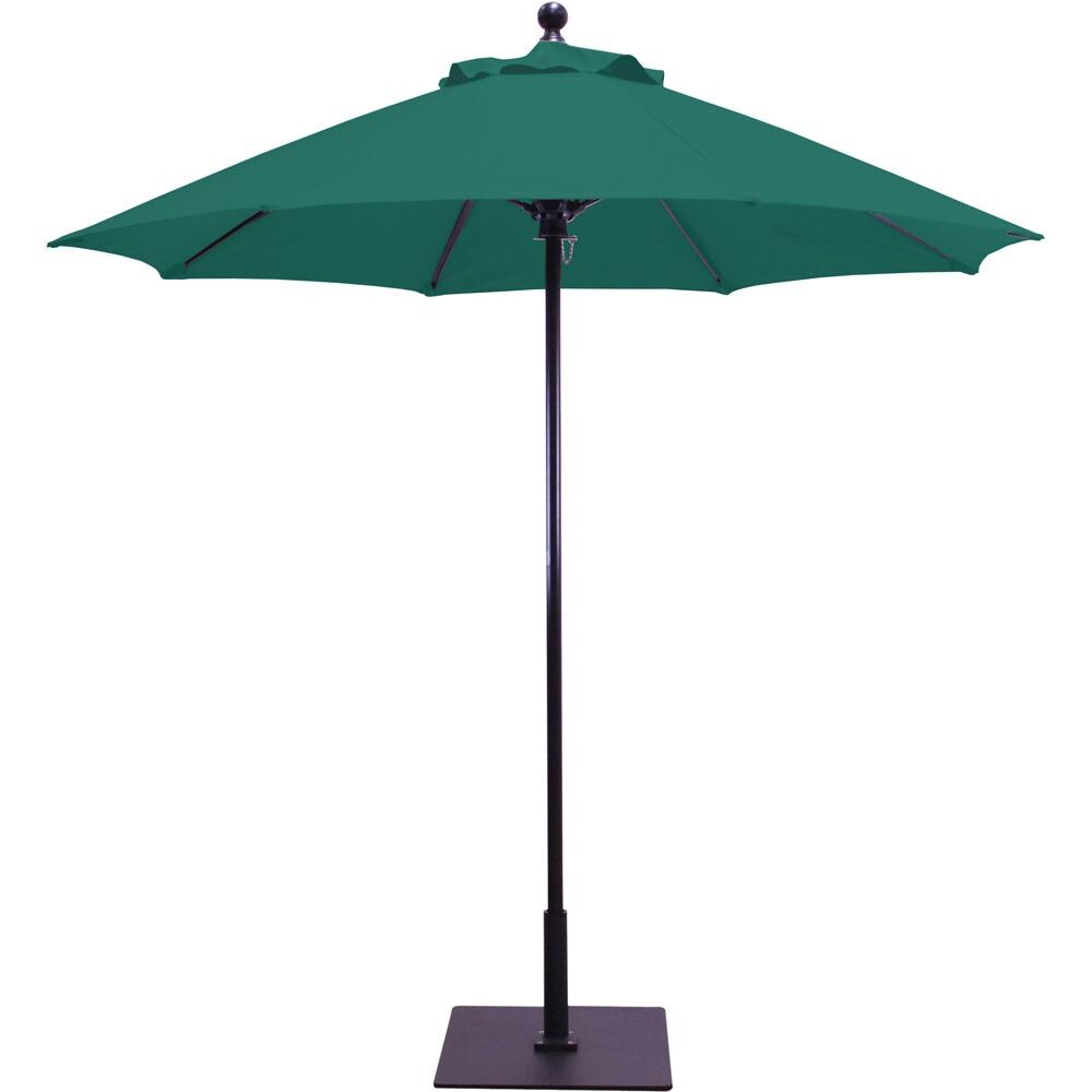 Galtech 7.5 Ft. Octagonal Aluminum Patio Market Umbrella W/ Push Lift - Black Frame W/ Sunbrella Canvas Forest Green Canopy