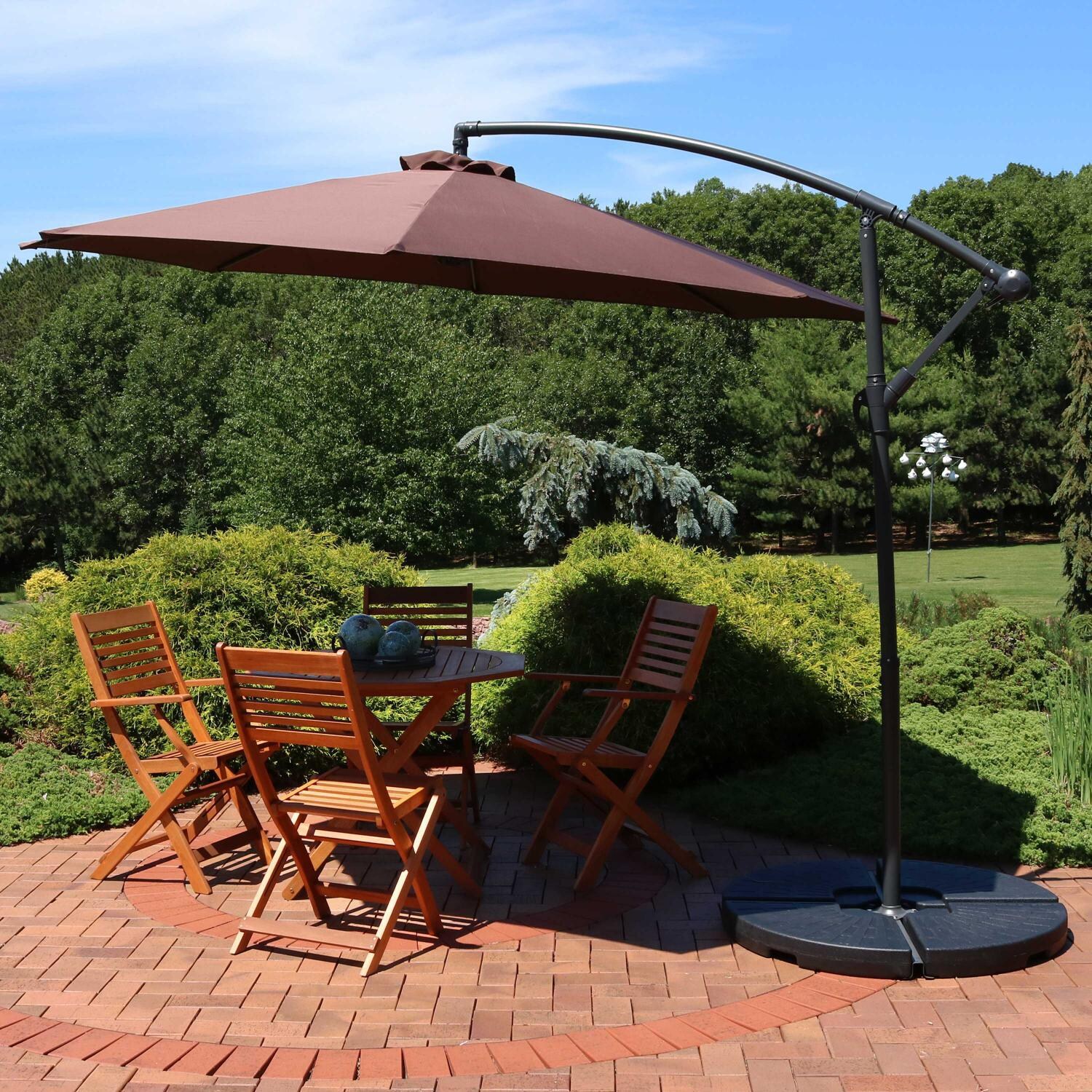 Ultimate Patio 10 Ft. Octagonal Patio Cantilever Umbrella W/ Crank - Brown - Lifestyle View thumbnail