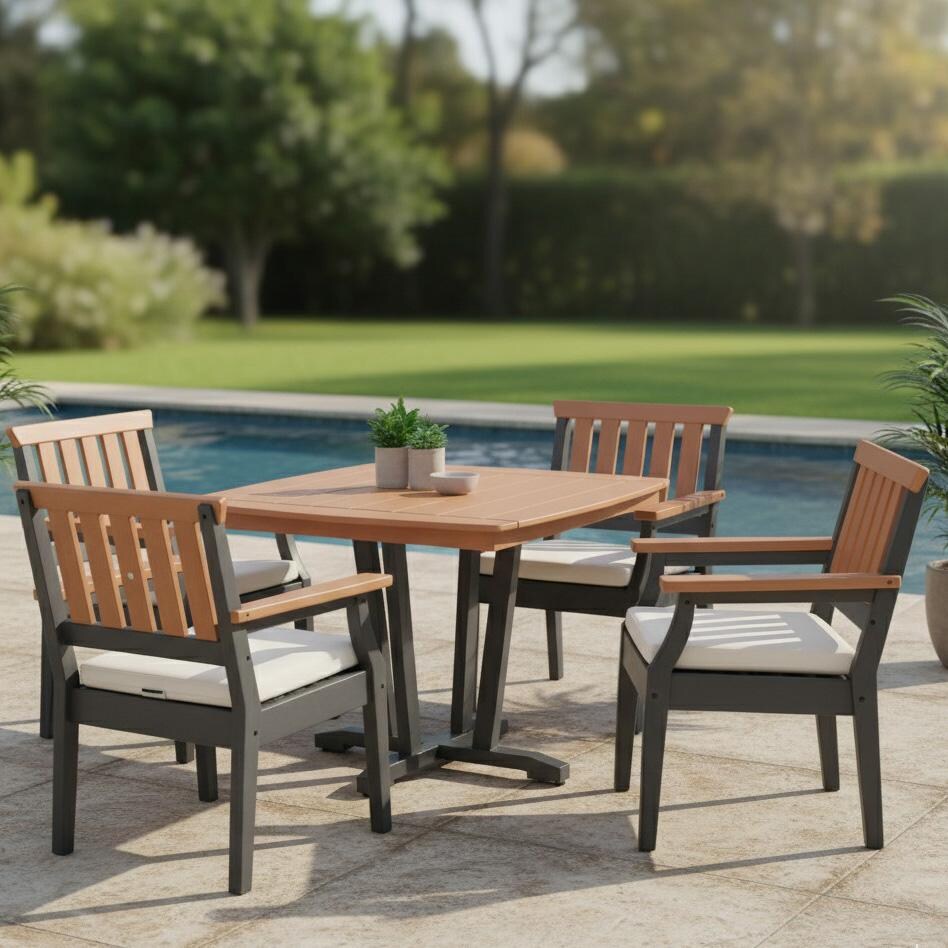 Sabine Landing 5 Pc Dining Set w/ Armchairs in Gray by Lakeview Outdoor Designs