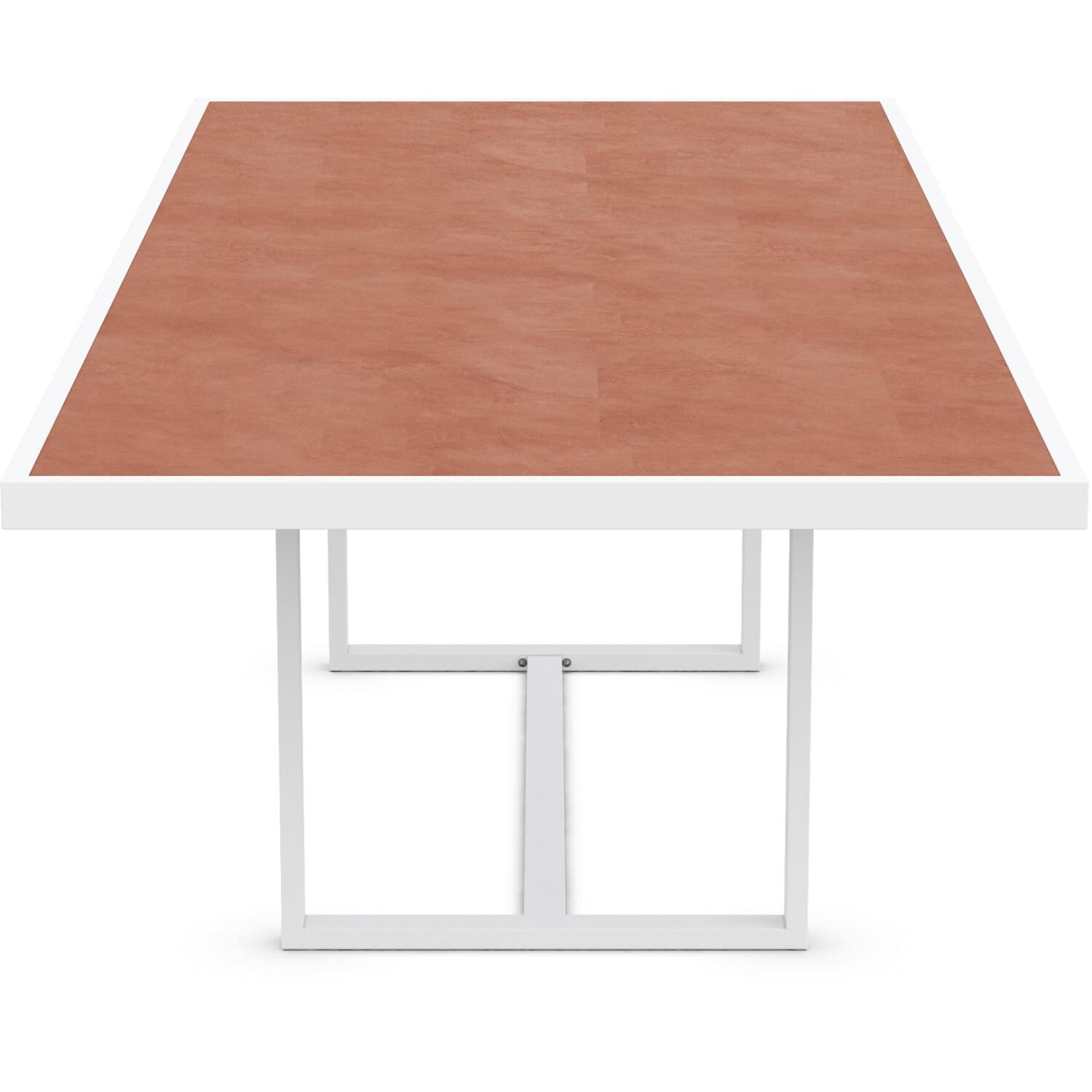 Azzurro Living Pavia 96 Inch White Aluminum Dining Table W/ Umber Dekton Top - Side - White Background thumbnail