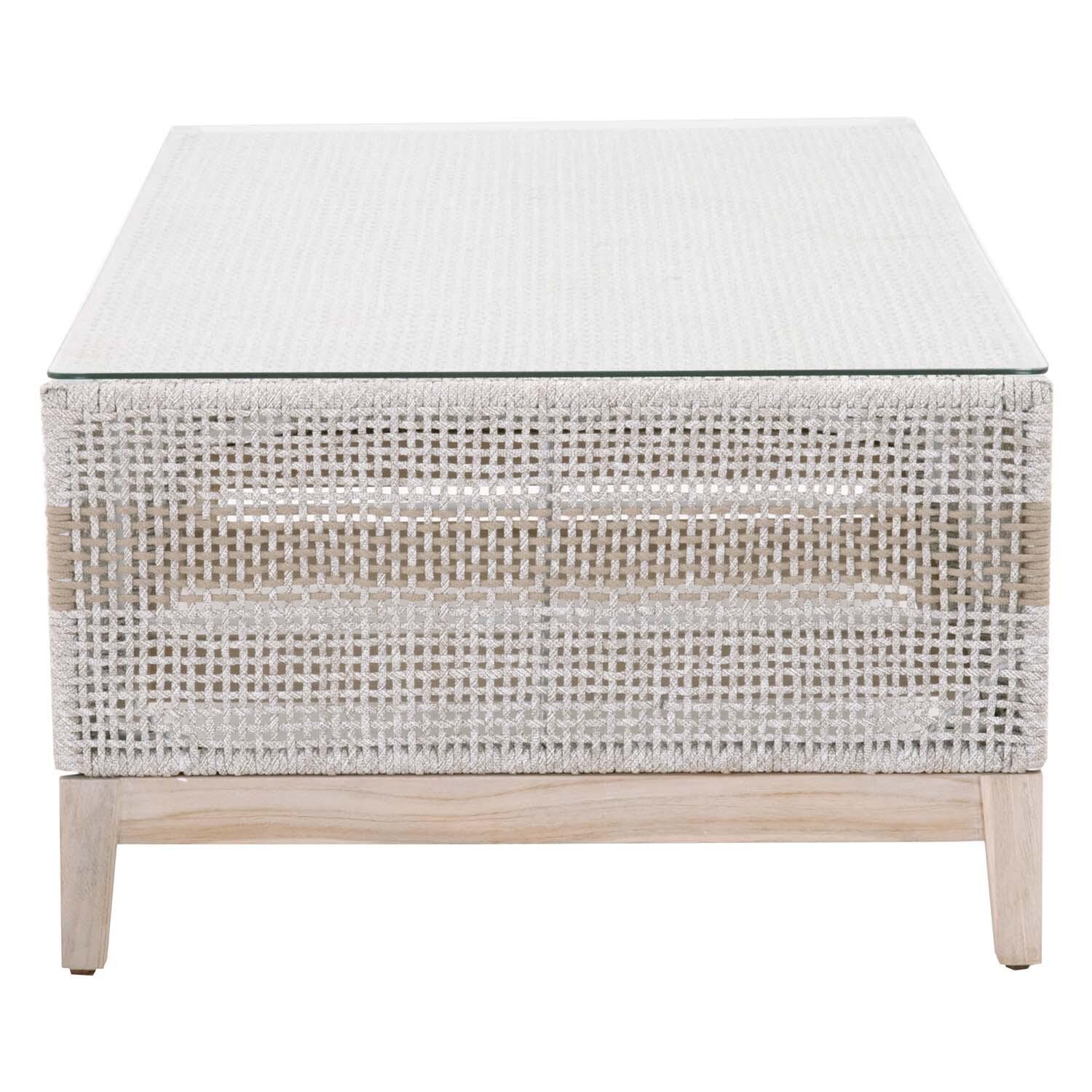 Lakeview Cocoa Way Taupe & White Woven Rope Coffee Table - Side View thumbnail