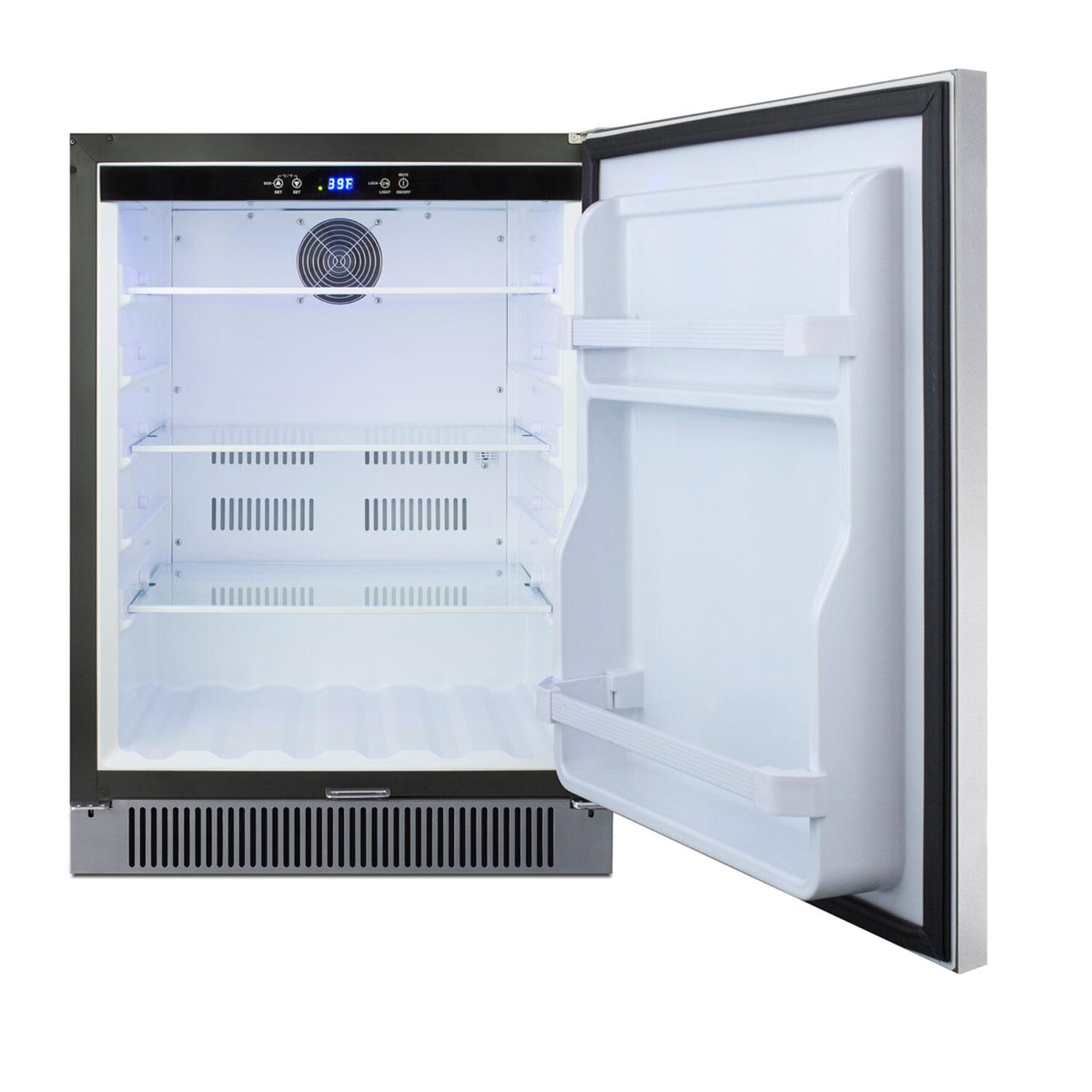 Summit SPR623OSCSS 24 Inch 4.6 Cu. Ft. Outdoor Stainless Steel Refrigerator - Side View - White Background thumbnail