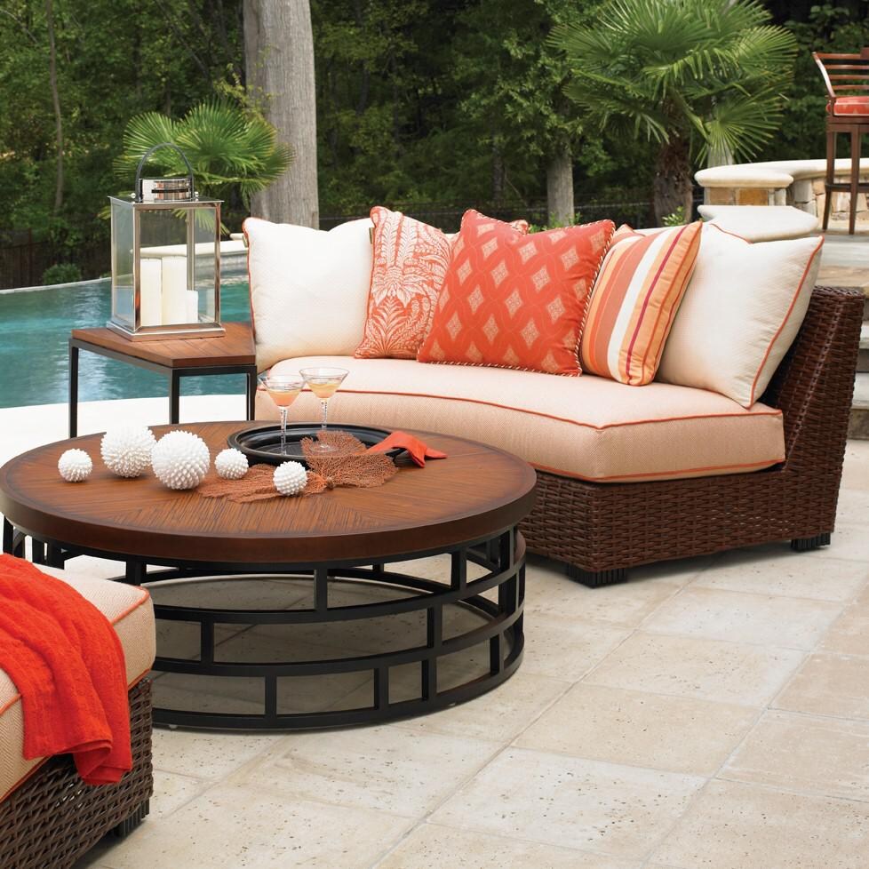 Tommy Bahama 3130-82AS Ocean Club Pacifica Wicker Patio Armless Curved Sofa - On the Patio thumbnail