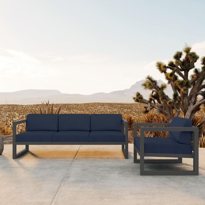 Misty Cove 2 Piece Seating Set In Slate w/Spectrum Indigo Cushions by Lakeview - Hero - Lifestyle thumbnail