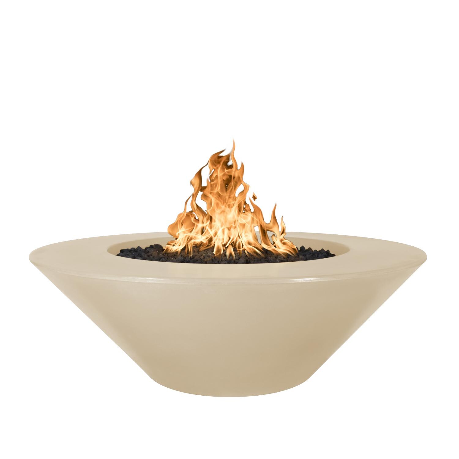 Cazo 48 Inch Round GFRC Propane Fire Pit w/ Glow Plug in Vanilla by The Outdoor Plus