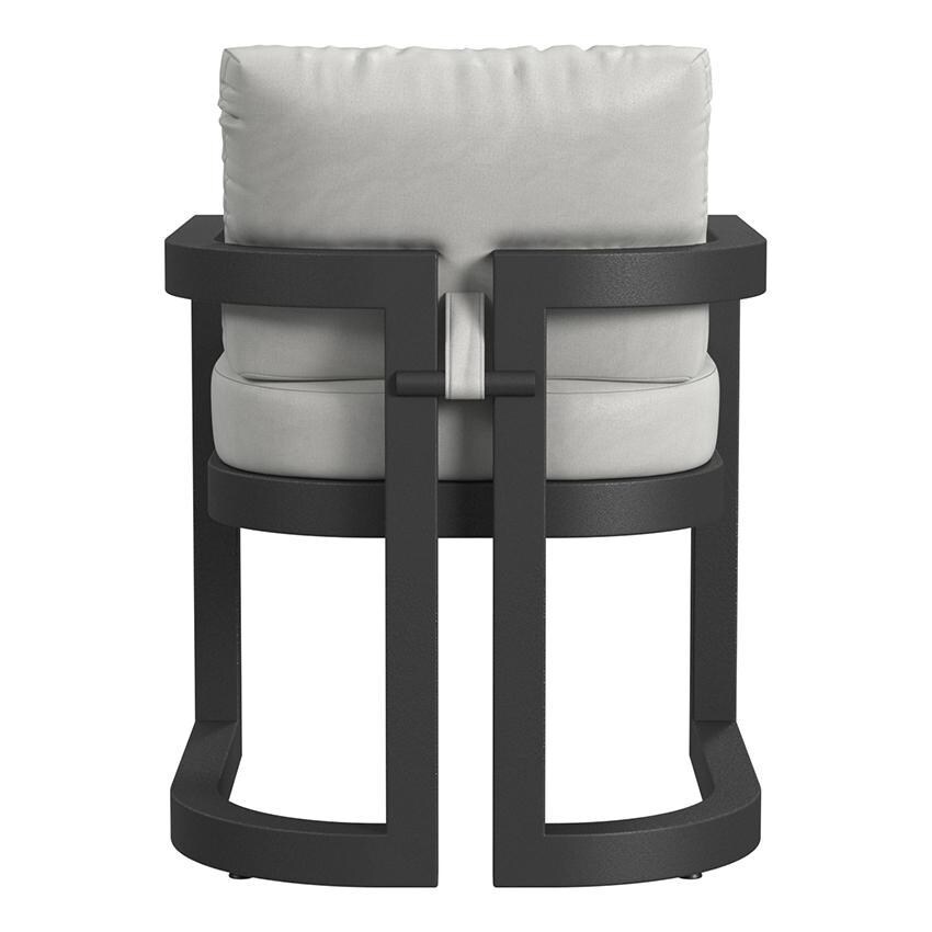 Malibu Aluminum Dining Arm Chair in Black/Soothe Pearl by Sunset West - Rear - White Background thumbnail
