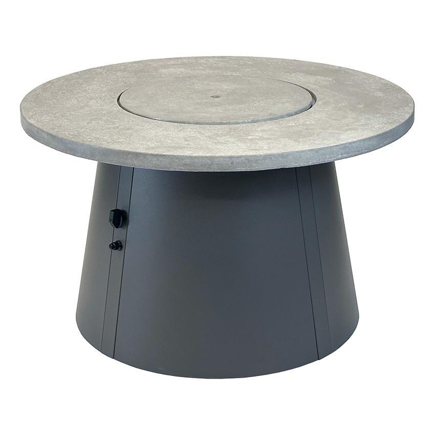 Cirvalo 42 Inch Round Natural Gas Fire Pit in Relic Grey/Charcoal by The Outdoor GreatRoom Company - Cover - White Background thumbnail