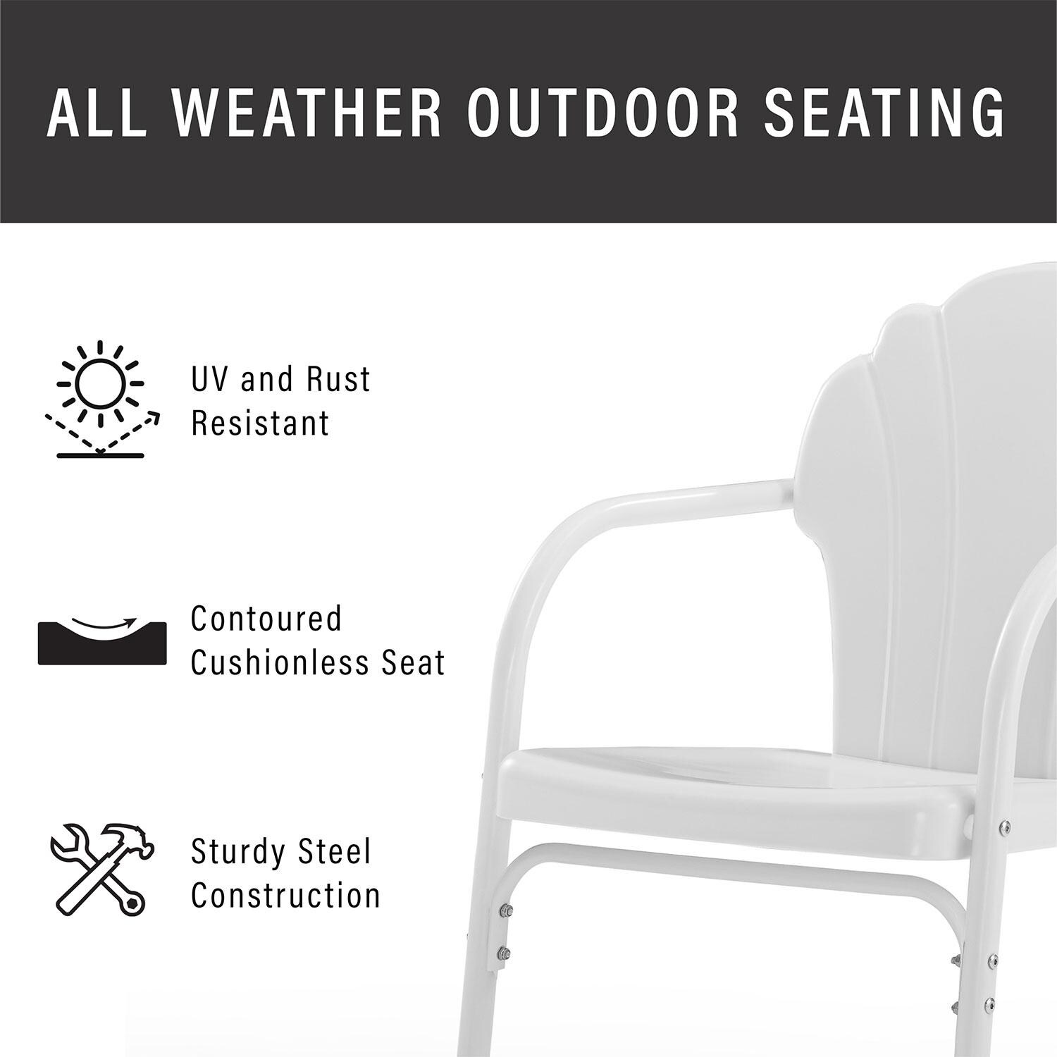 Ultimate Patio UP-32244WH 3Pc Retro Outdoor Chair Set in White Satin - Weather Resistant - Diagram thumbnail