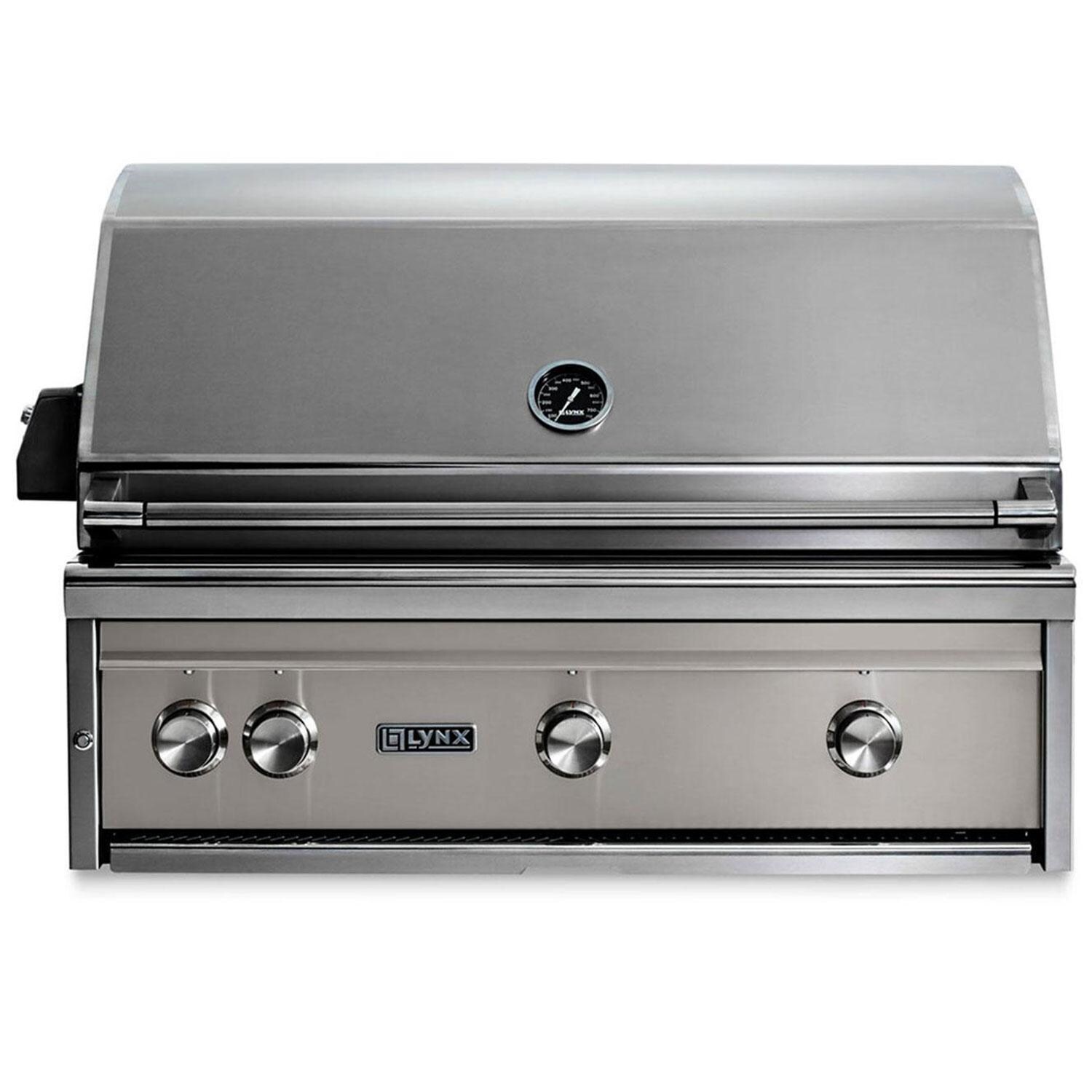 Lynx L36TR-LSLP Professional 36 Inch Built-In Propane Gas Grill w/ One Infrared Trident Burner & Rotisserie in Limestone - Display - White Background thumbnail