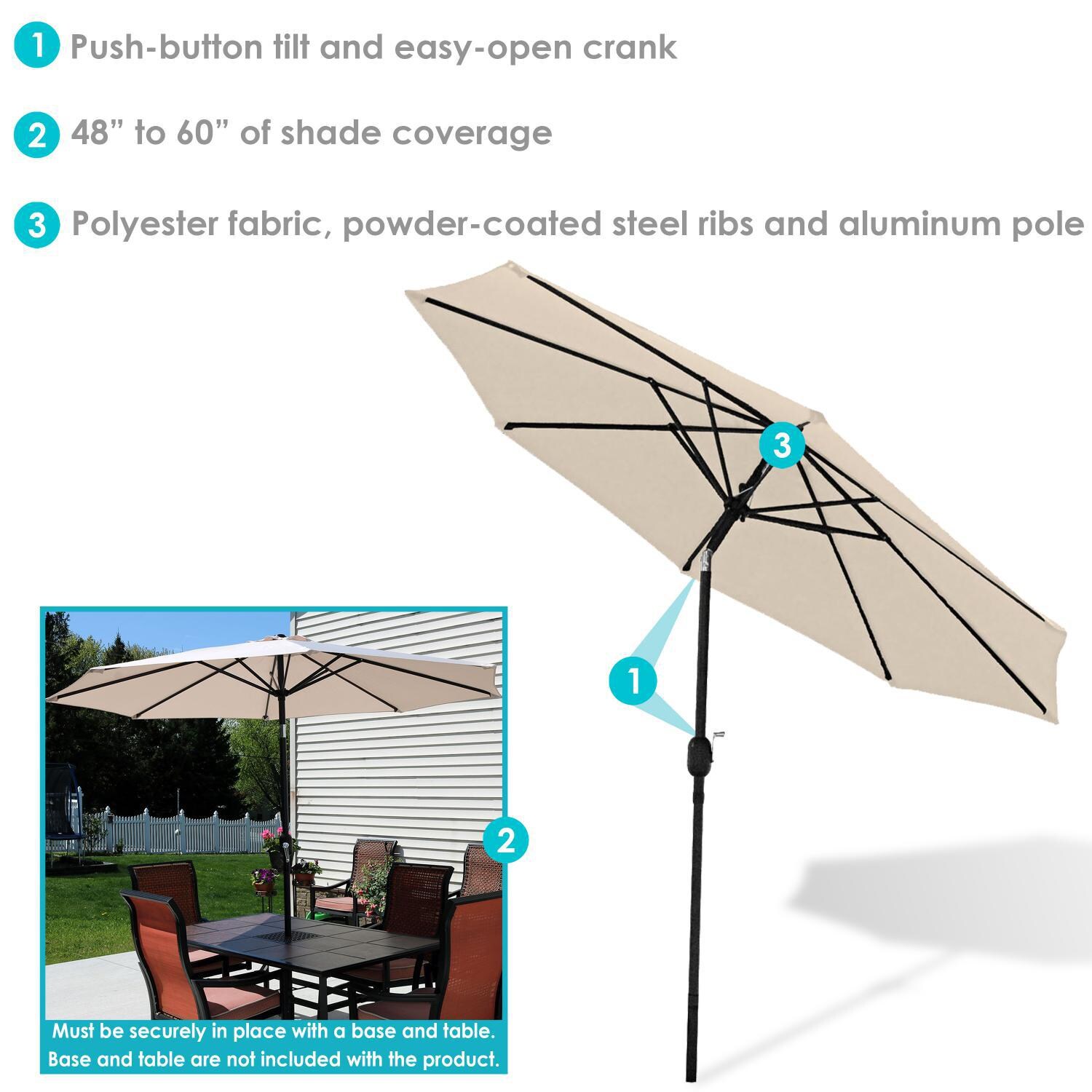 Ultimate Patio 9 Ft. Octagonal Patio Umbrella W/ Crank Lift - Beige - Overview thumbnail
