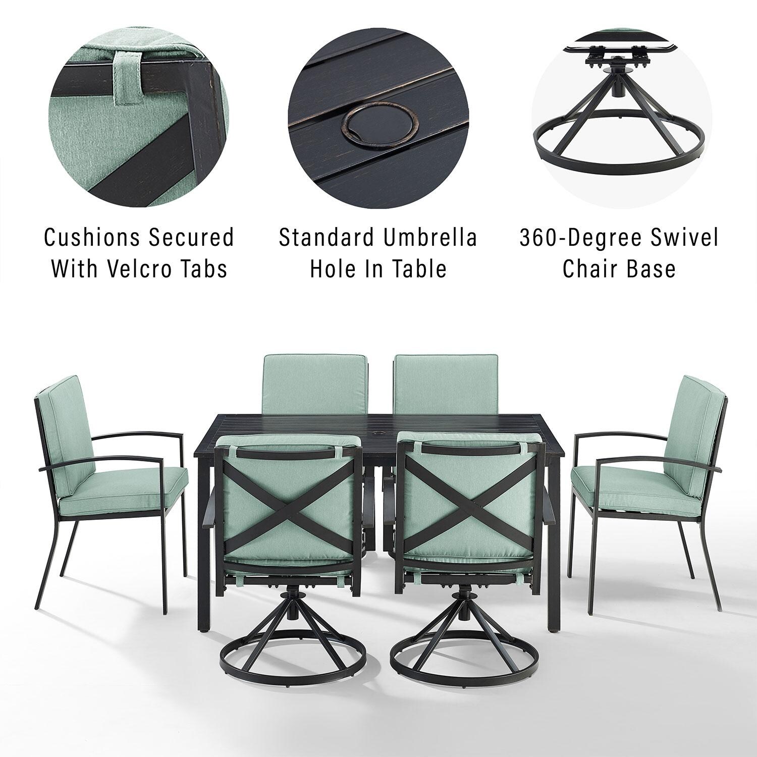 Ultimate Patio UP-82257BZ-MI 7Pc Outdoor Dining Set in Mist - Features - Diagram thumbnail