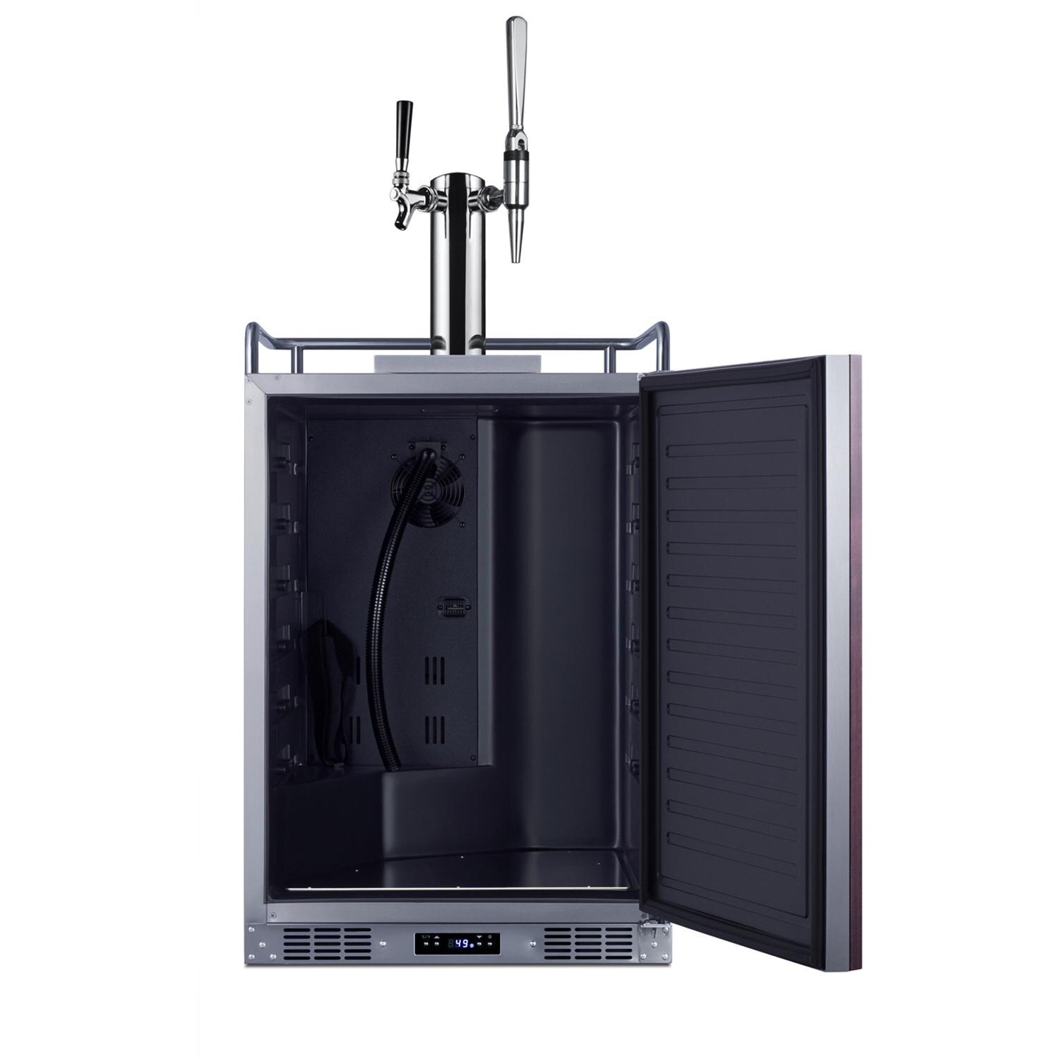 Summit SBC682PNRCMTWIN 24-Inch 5.6 Cu. Ft. Built-In Cold Brew/Nitro Coffee Kegerator - Custom Panel - Door Open thumbnail