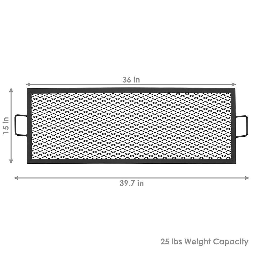 Ultimate Patio 36-Inch X-Marks Rectangle Fire Pit Cooking Grill - Dimensions thumbnail