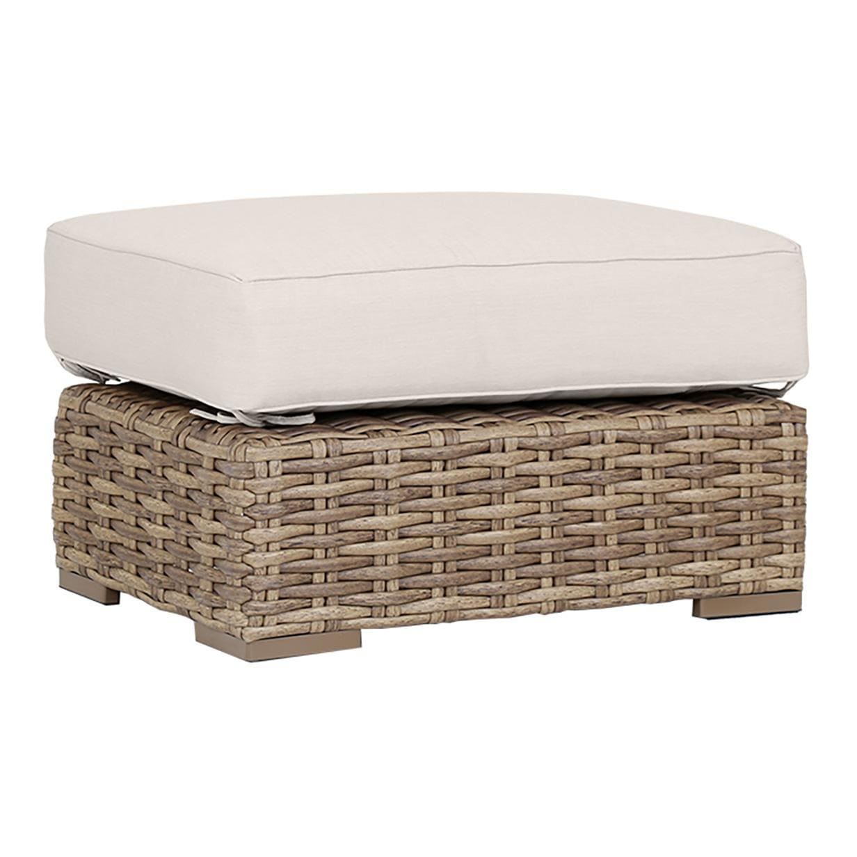 Havana Wicker Ottoman in Tobacco/Canvas Natural by Sunset West